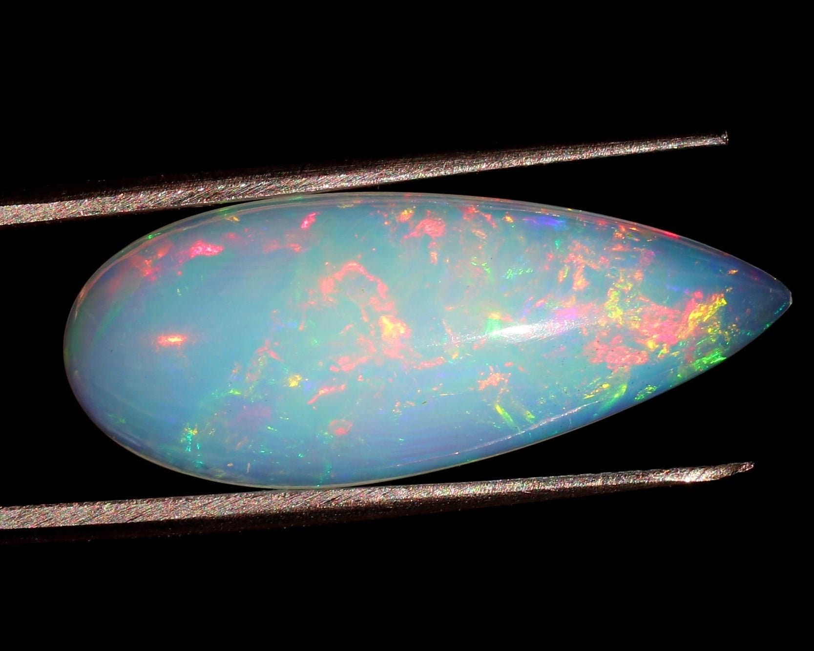 Ethiopian Welo Opal Pear Cabochon: Multi-Fire Gemstone, 12.80 Ct