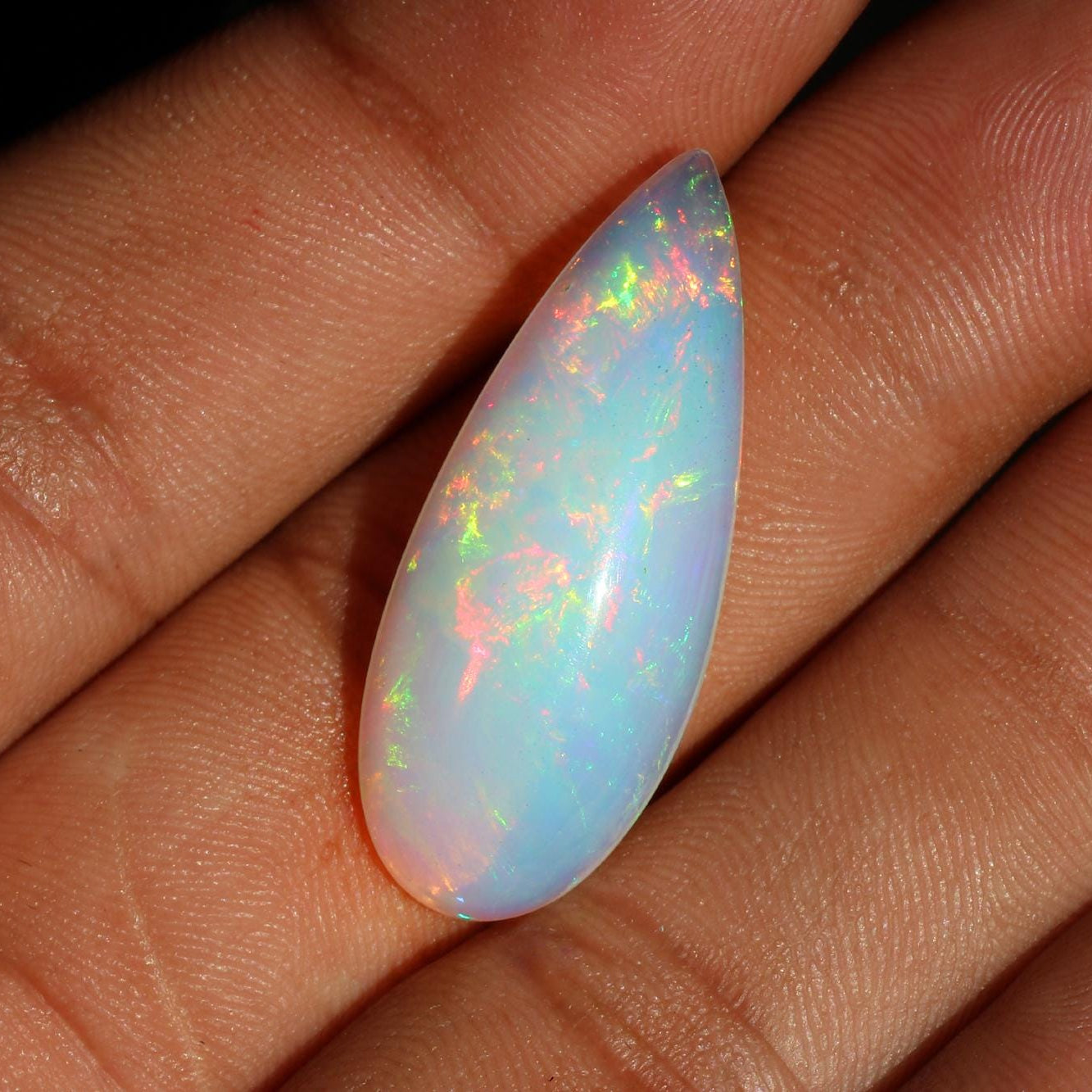 Ethiopian Welo Opal Pear Cabochon: Multi-Fire Gemstone, 12.80 Ct