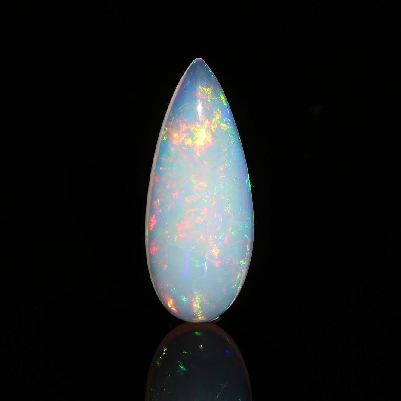 Ethiopian Welo Opal Pear Cabochon: Multi-Fire Gemstone, 12.80 Ct