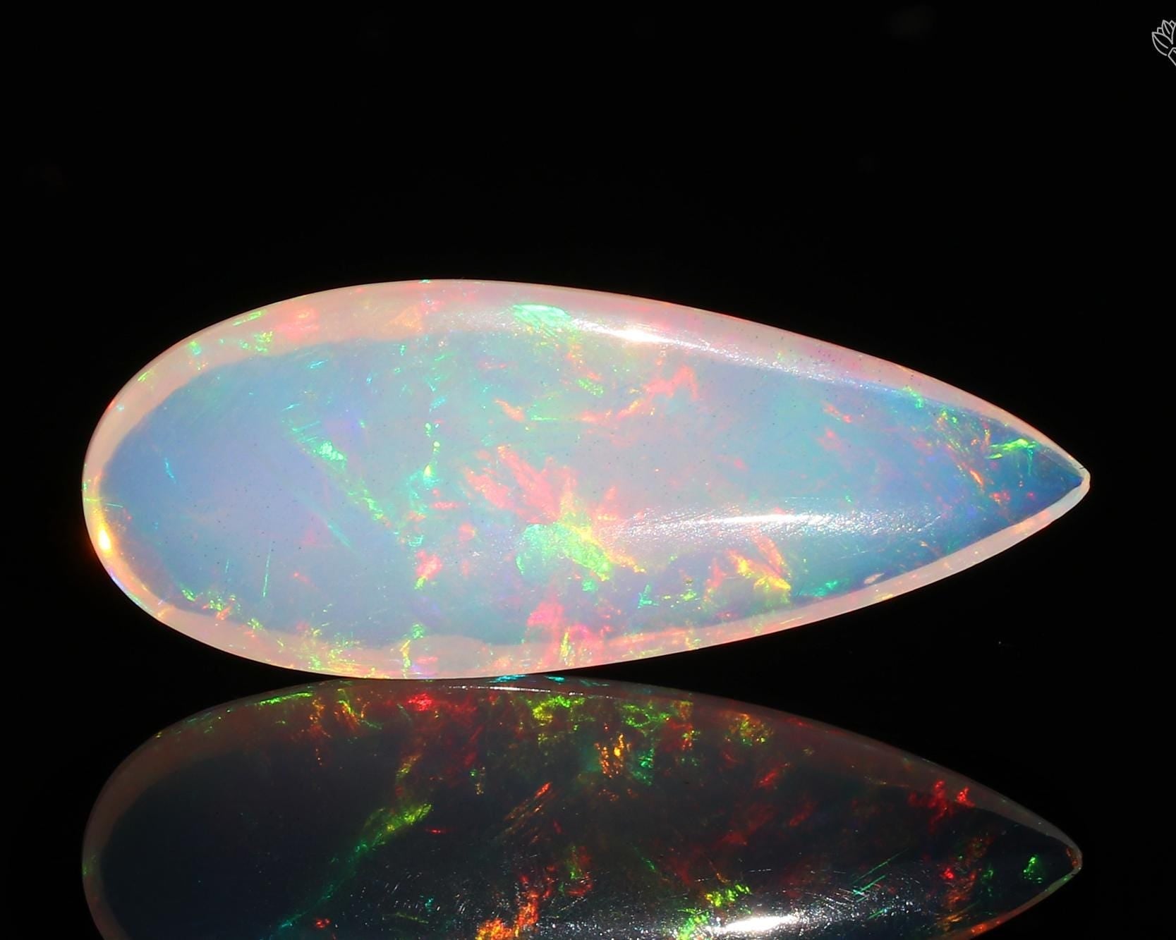 Ethiopian Welo Opal Pear Cabochon: Multi-Fire Gemstone, 12.80 Ct
