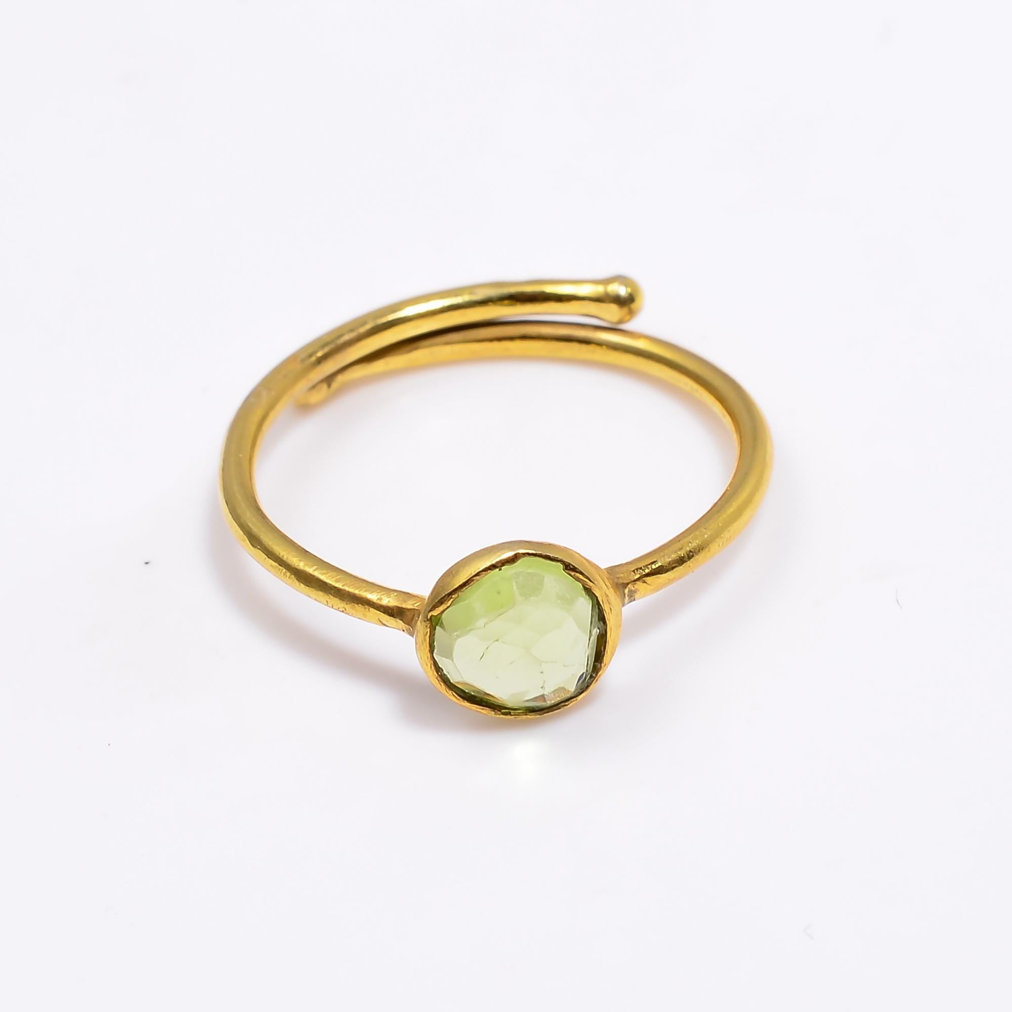 Adjustable Peridot Ring: Sterling Silver Bohemian Gemstone