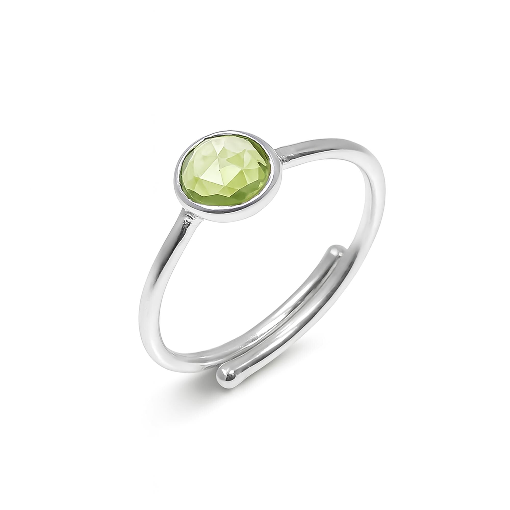 Adjustable Peridot Ring: Sterling Silver Bohemian Gemstone