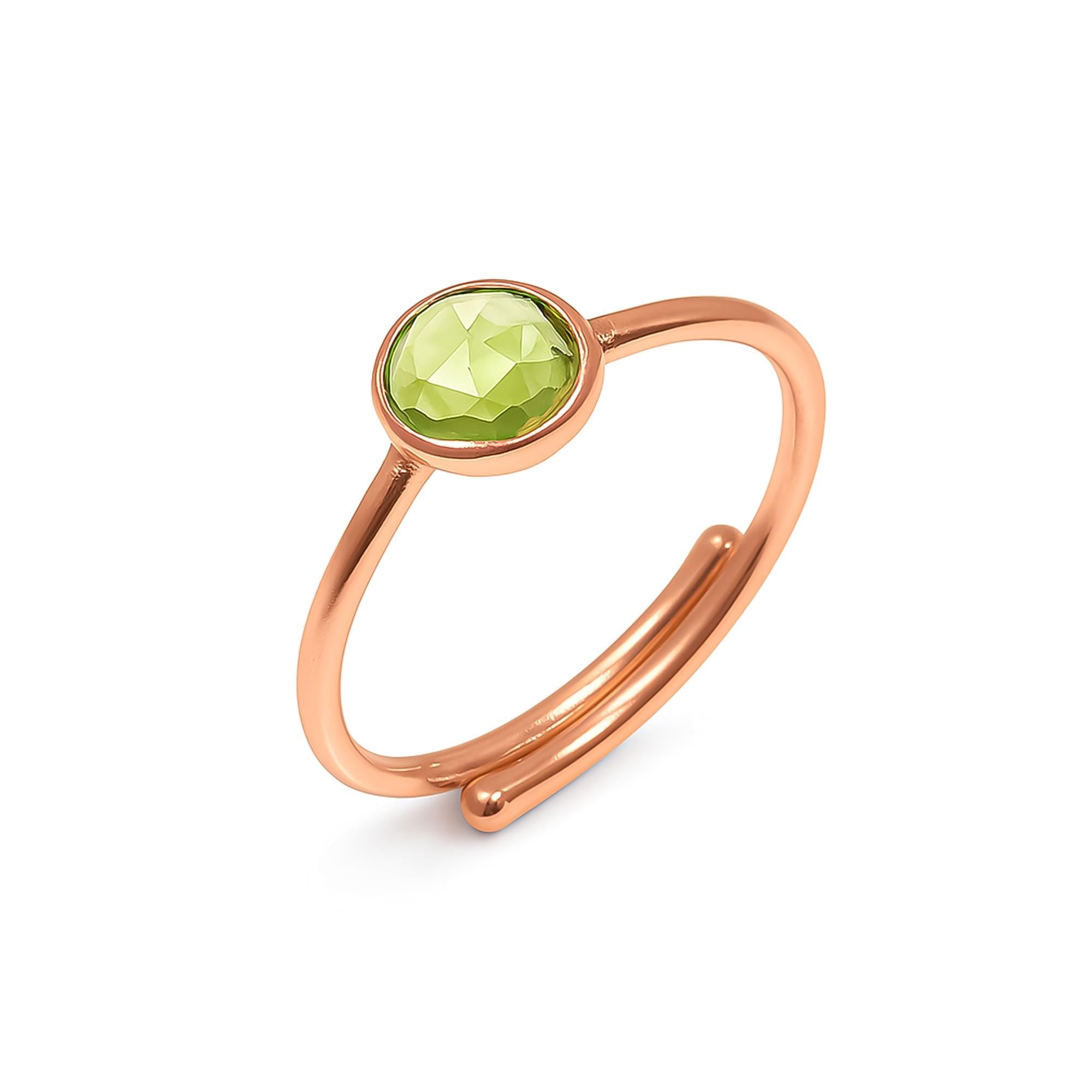 Adjustable Peridot Ring: Sterling Silver Bohemian Gemstone