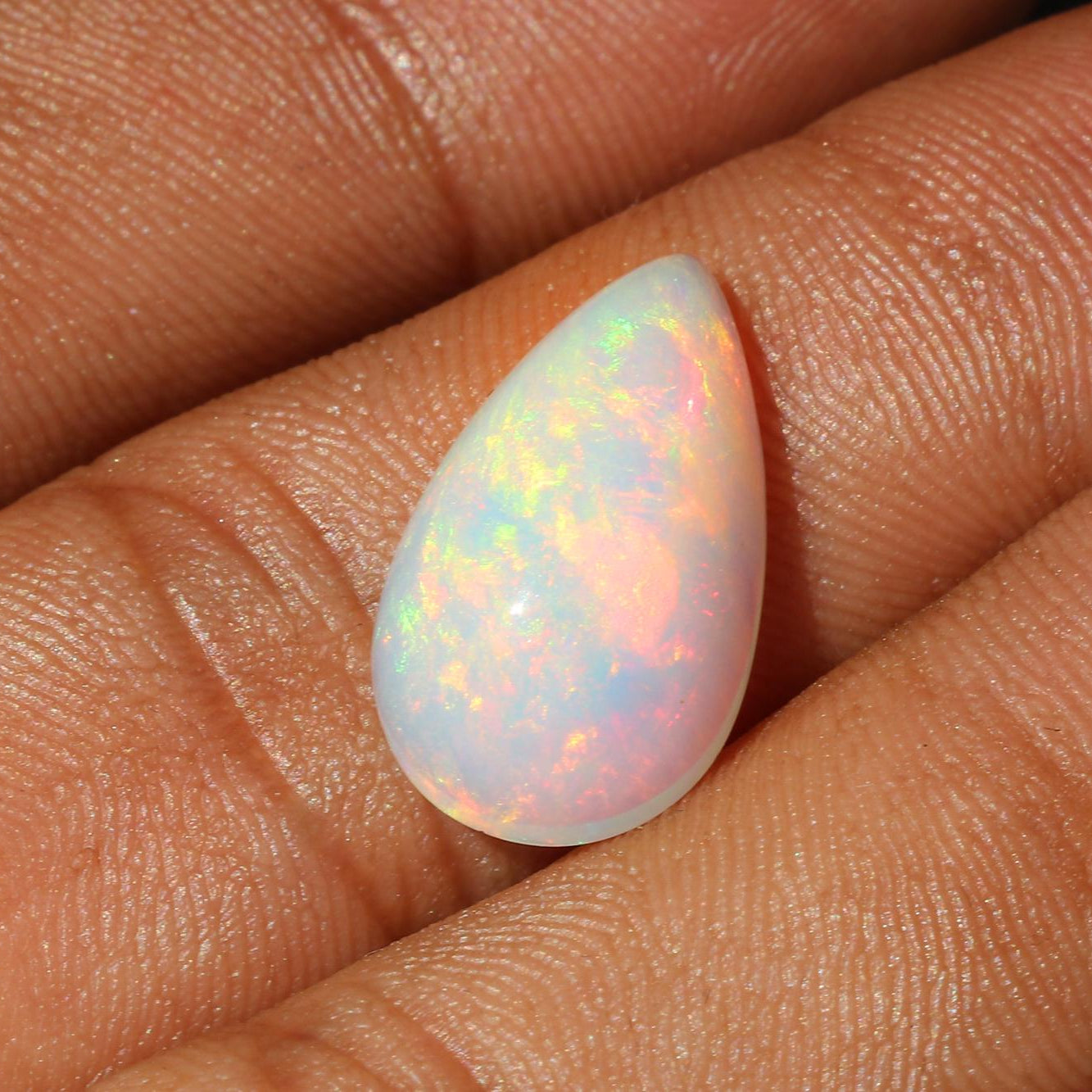 Welo Fire Opal Cabochon: 6.23 ct Pear-Shape Ethiopian Gemstone