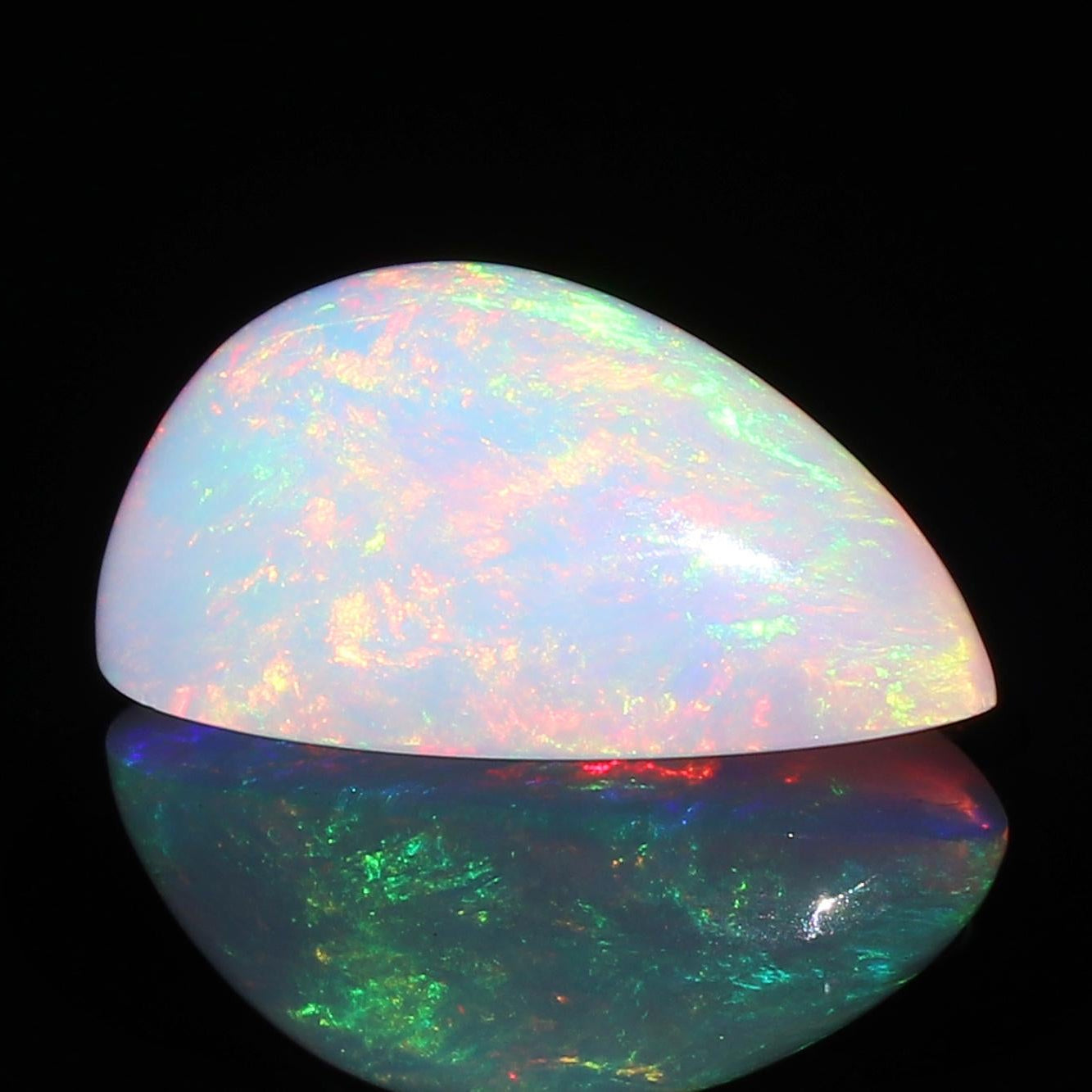 Welo Fire Opal Cabochon: 6.23 ct Pear-Shape Ethiopian Gemstone