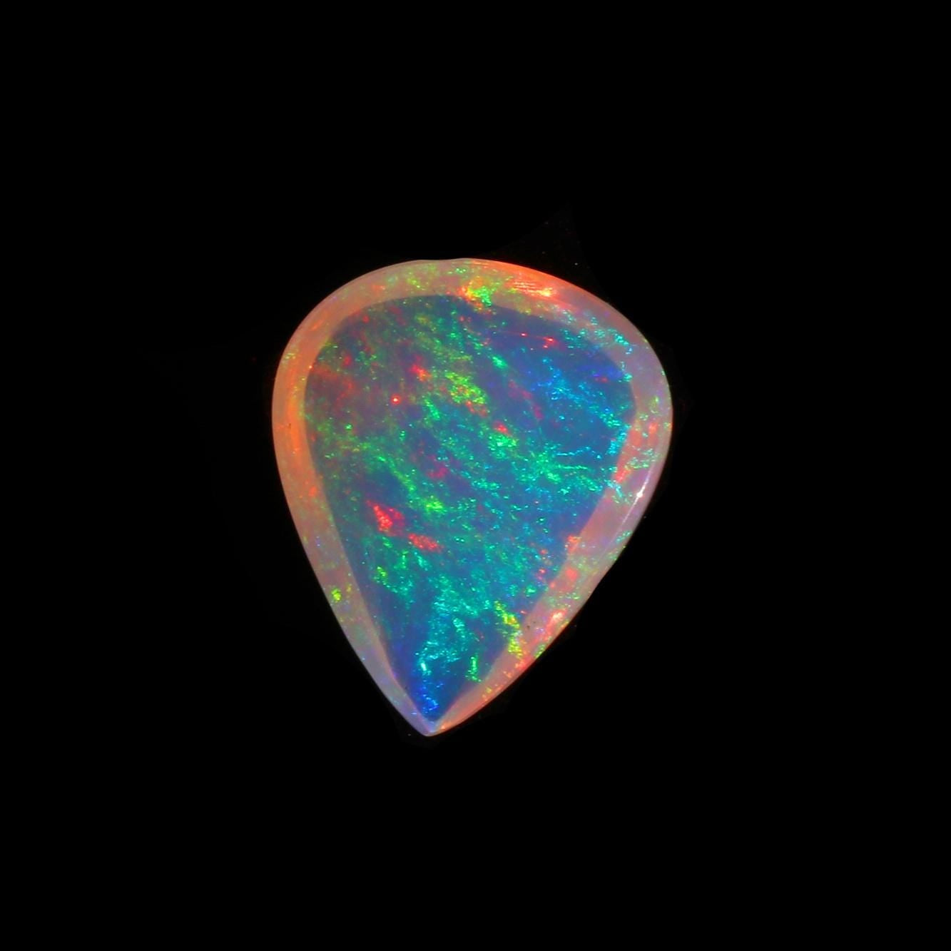 Ethiopian Welo Opal Cabochon Pear: Rainbow Fire Gemstone, 7.50 Cts