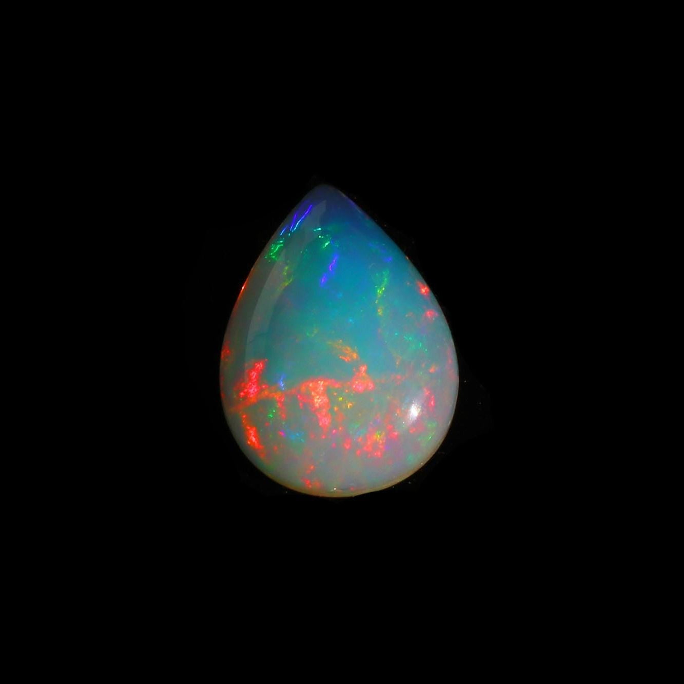 Welo Opal Cabochon: Ethiopian Pear-Shape Gemstone, AAA Quality, 12x16mm