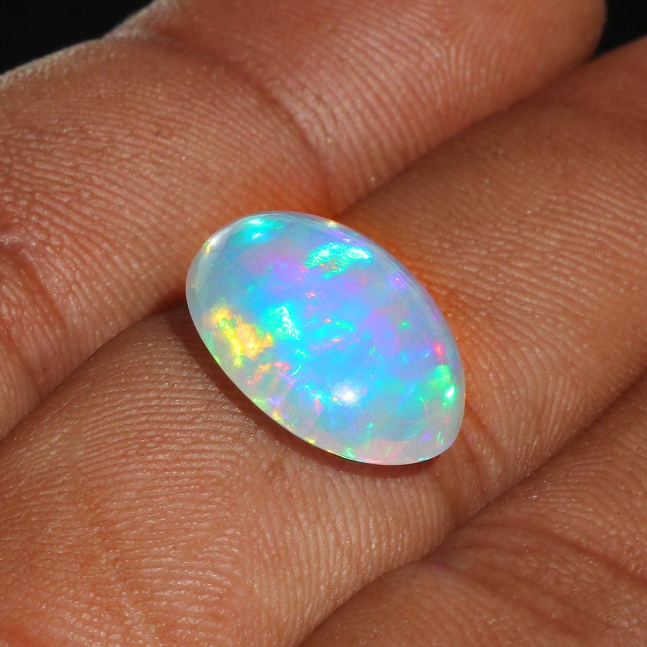 Welo Opal Cabochon: 5.64 ct Ethiopian Fire Opal, October Birthstone