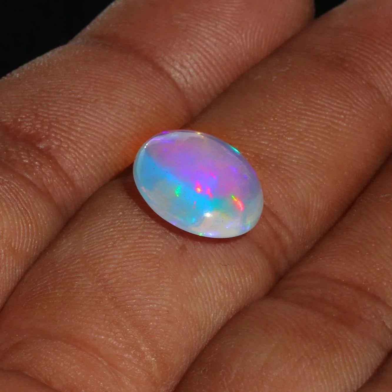 Ethiopian Welo Opal Cabochon: Rainbow Gemstone for Jewelry Making (12x14mm, 4.31 Cts) loose gemstones
