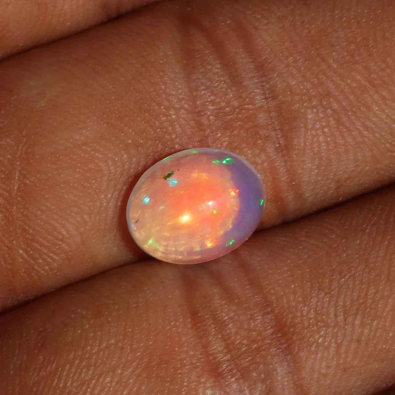 Ethiopian Opal Cabochon: 2.30 Ct Oval Multi-Color Gemstone, 12x9 mm loose gemstones