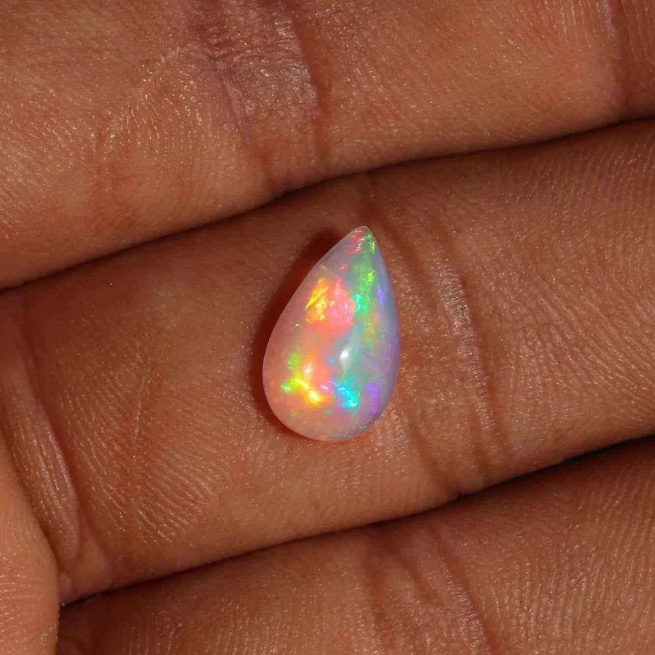 Ethiopian Opal Cabochon Gemstone 2.12 Cts Pear Shape with Vibrant Play of Color loose gemstones