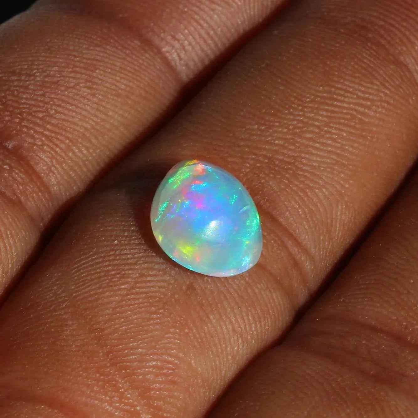 Ethiopian Opal Cabochon 2.50 Cts Pear-Shaped Rainbow Gemstone for Jewelry loose gemstones