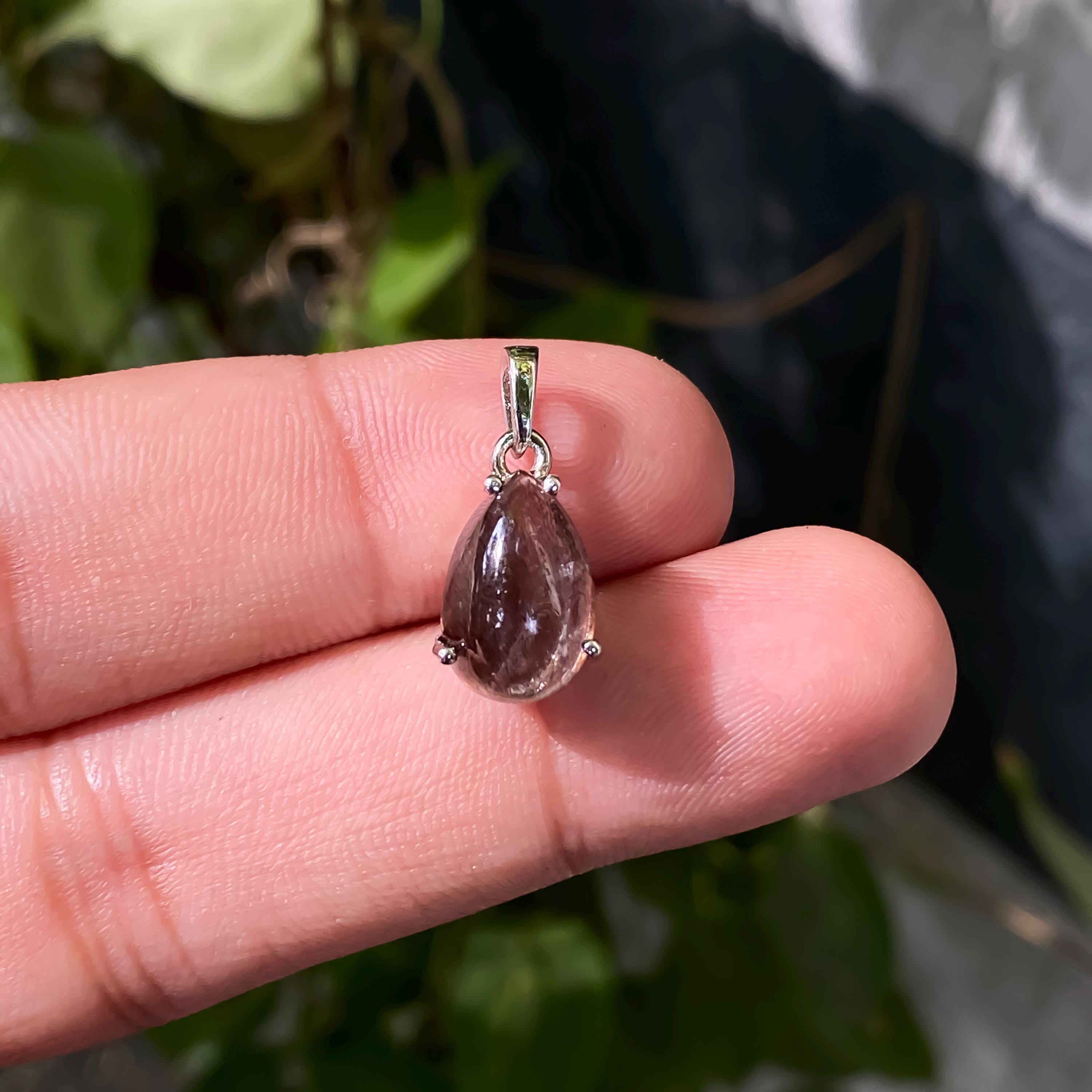 Moss Aqua Gemstone Pendant: 925 Sterling Silver Boho Necklace