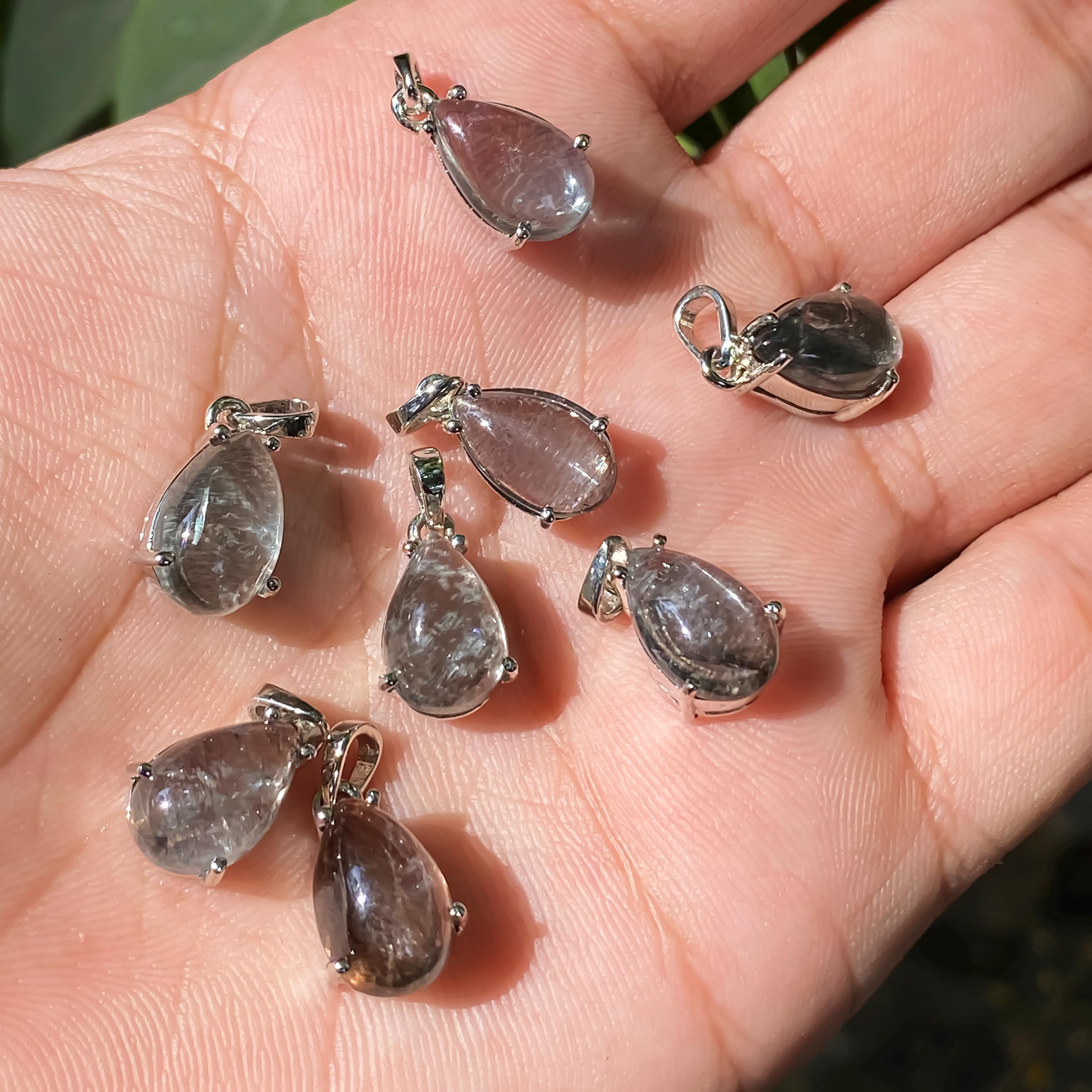 Moss Aqua Gemstone Pendant: 925 Sterling Silver Boho Necklace