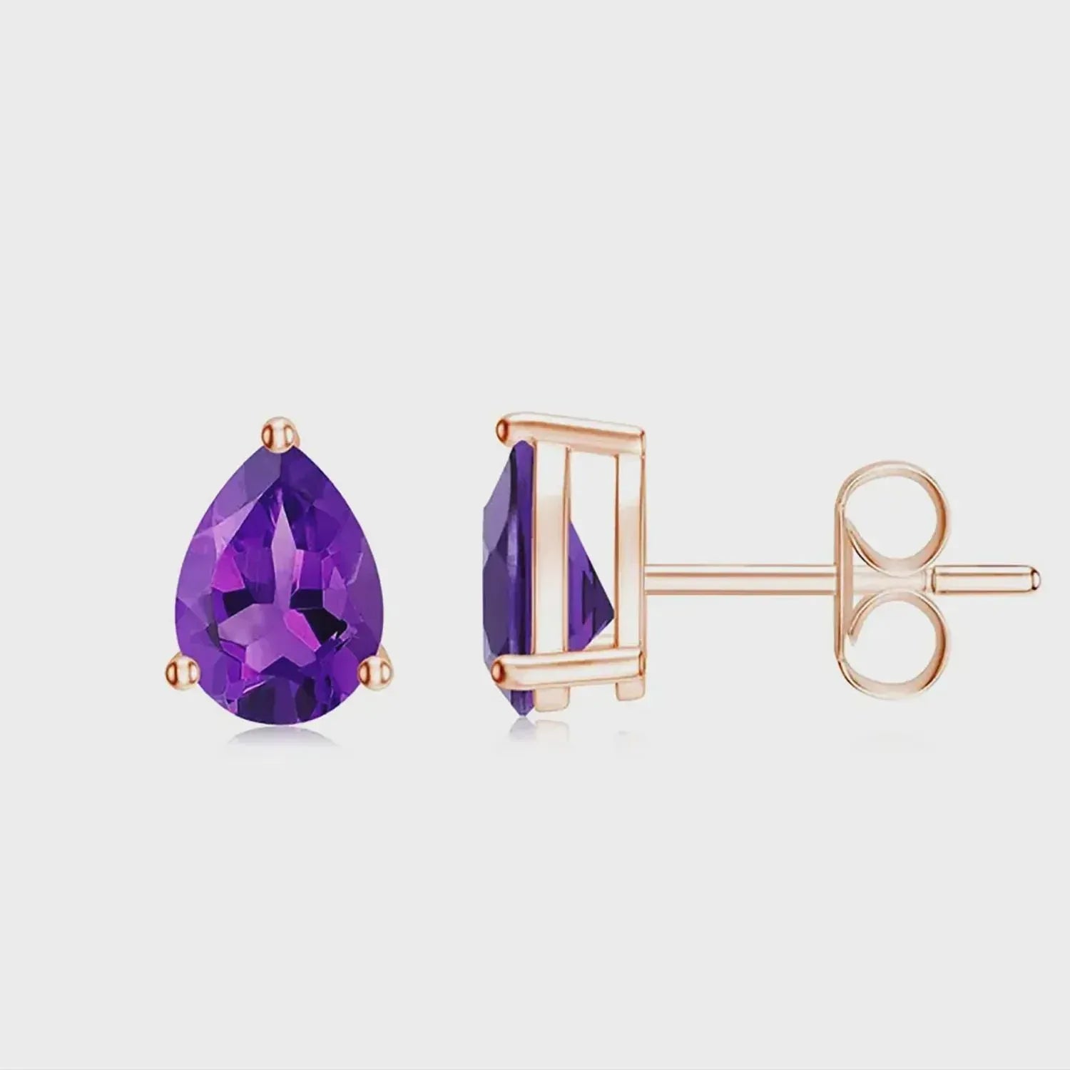 Amethyst Stud Earrings: 925 Sterling Silver, February Birthstone