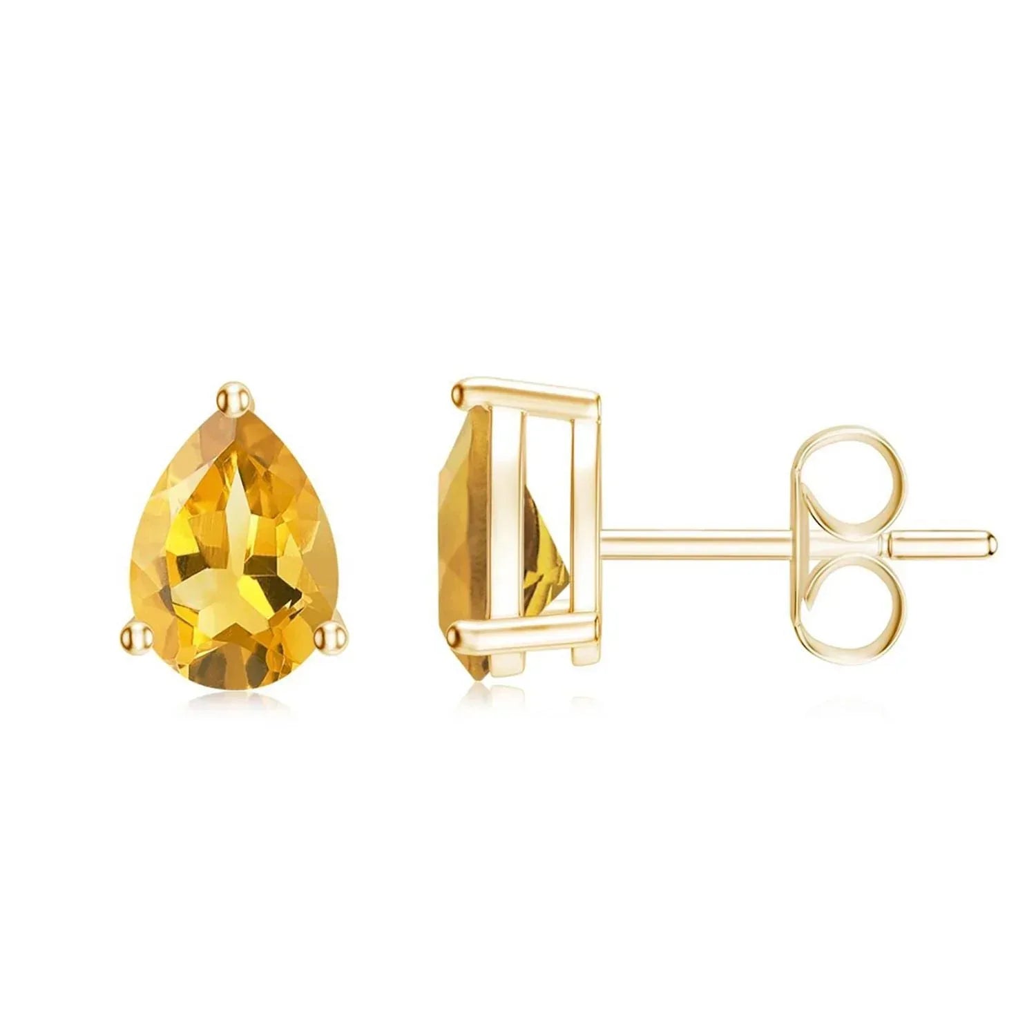 Dainty Citrine Pear Stud Earrings: 925 Sterling Silver, November Birthstone