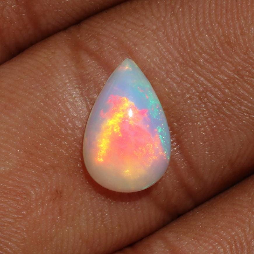Welo Ethiopian Opal Cabochon: Pear Shape Gemstone, 12x8mm