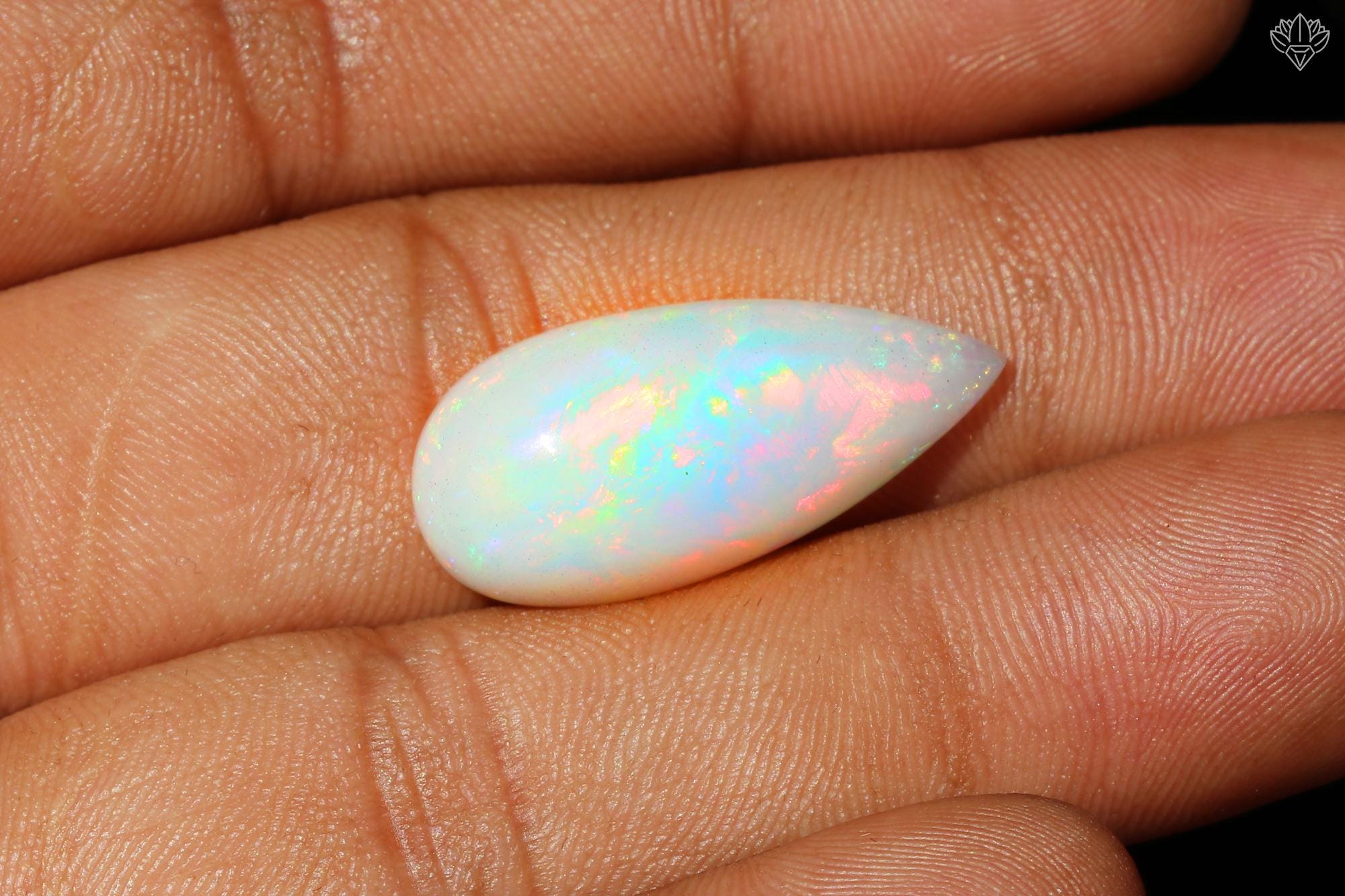 Welo Ethiopian Opal Cabochon: Pear Shape Rainbow Gemstone, October Birthstone (27x12mm, 12 Cts)