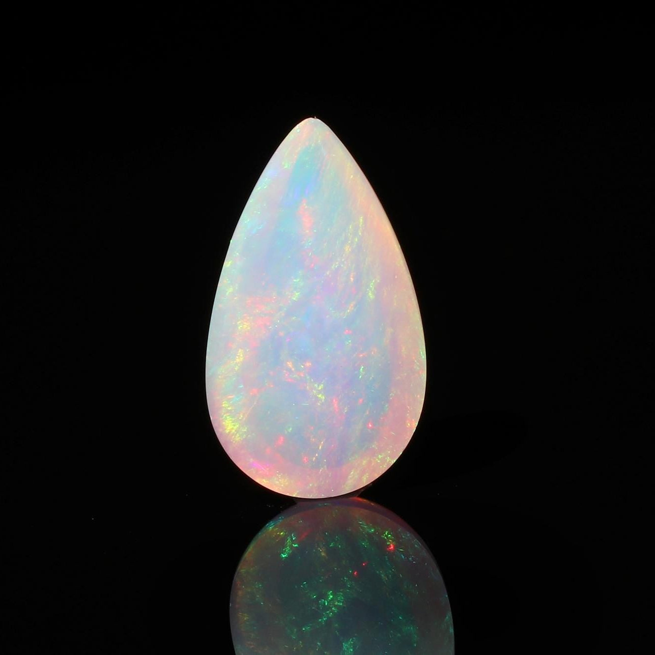 Welo Fire Opal Cabochon: 6.23 ct Pear-Shape Ethiopian Gemstone