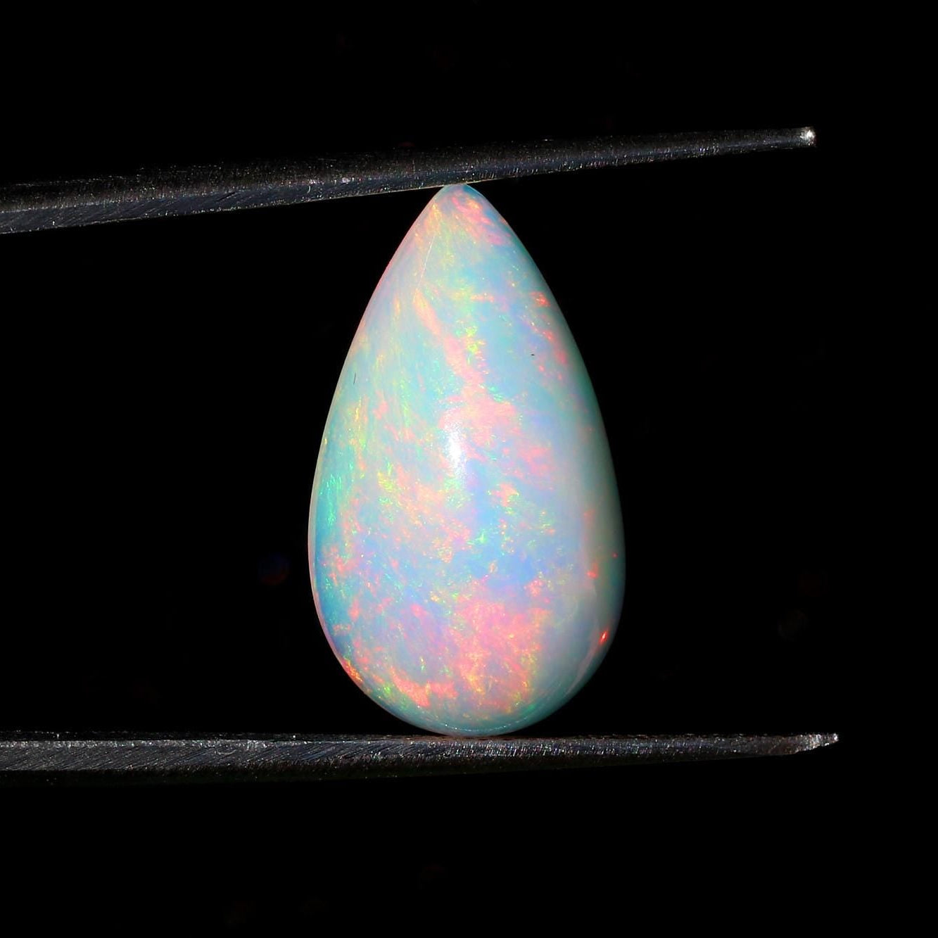Welo Fire Opal Cabochon: 6.23 ct Pear-Shape Ethiopian Gemstone