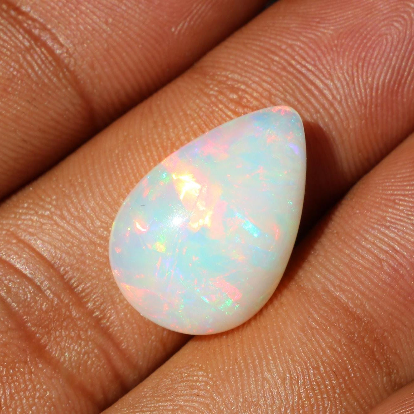 White Ethiopian Fire Opal Cabochon: 2.75 Carat Marquise Gemstone for Jewelry