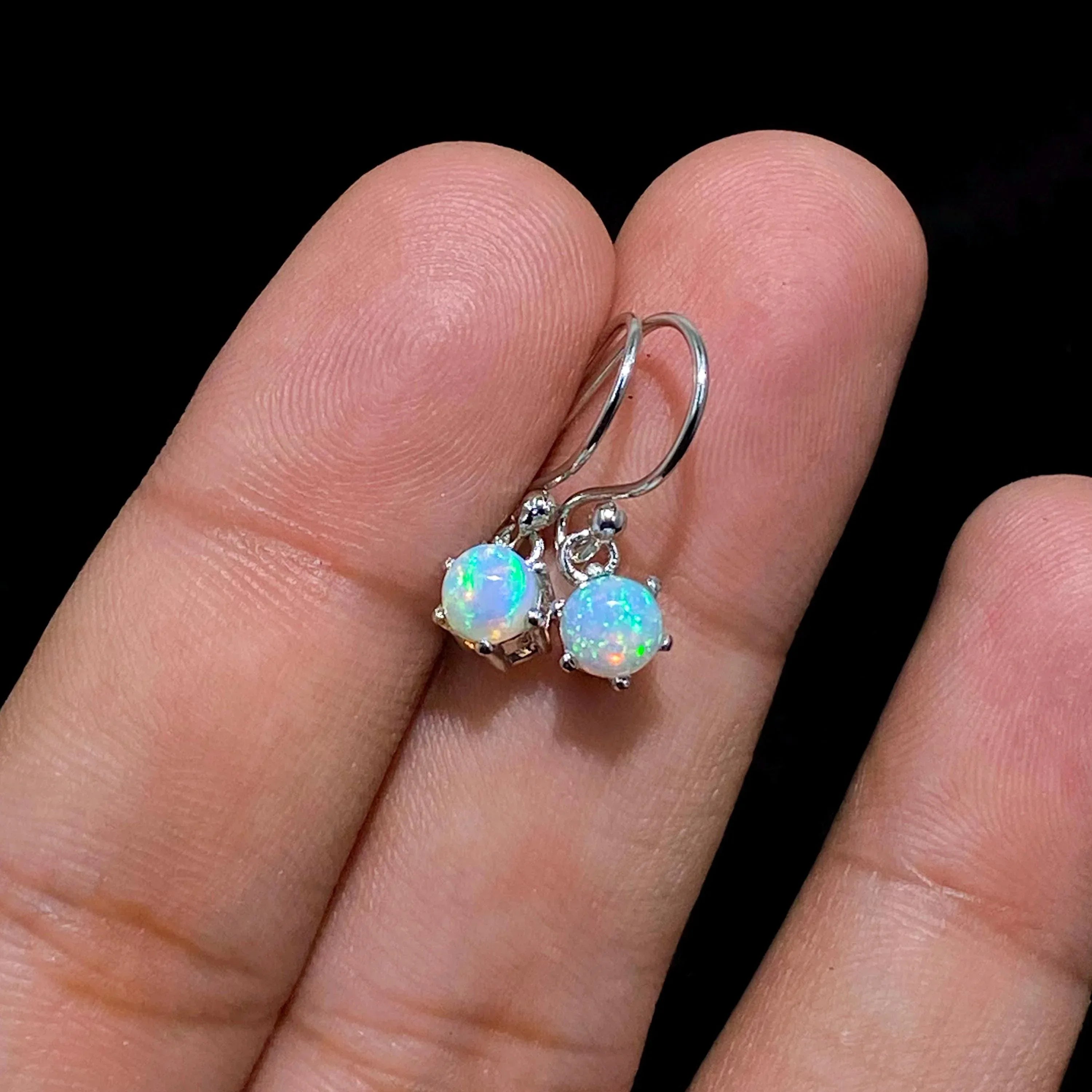 Ethiopian Opal Earrings: 925 Sterling Silver, Yellow Gold Plated 5mm