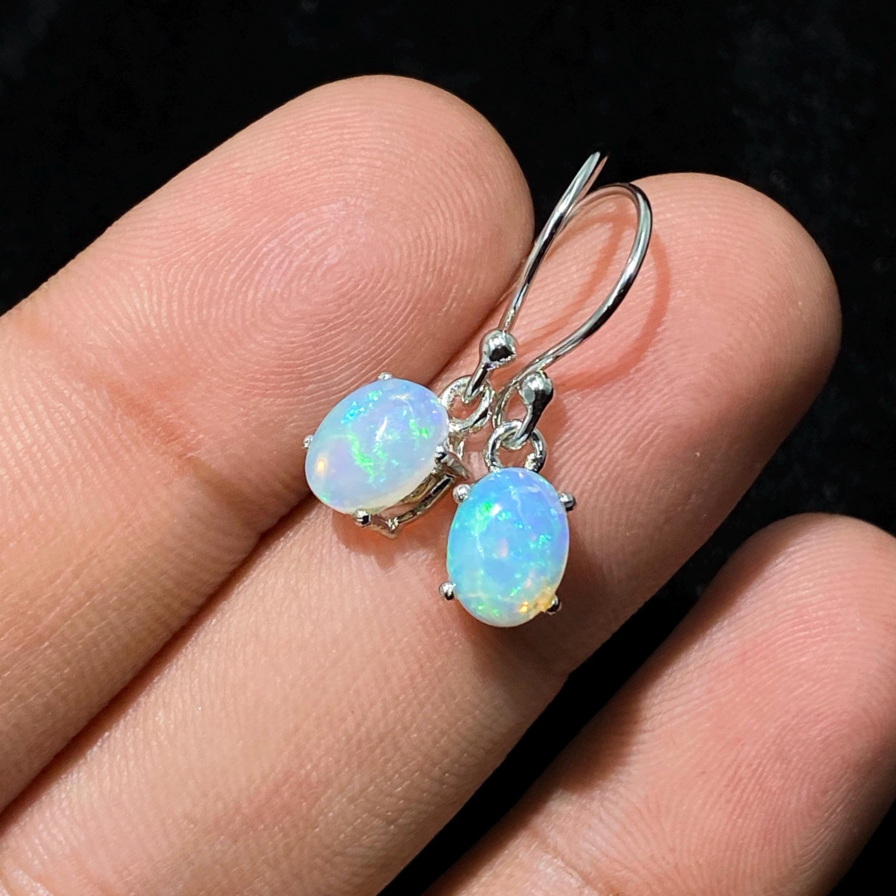 Ethiopian Opal 925 Sterling Silver Earrings: October Birthstone Jewelry 6*8mm Opal