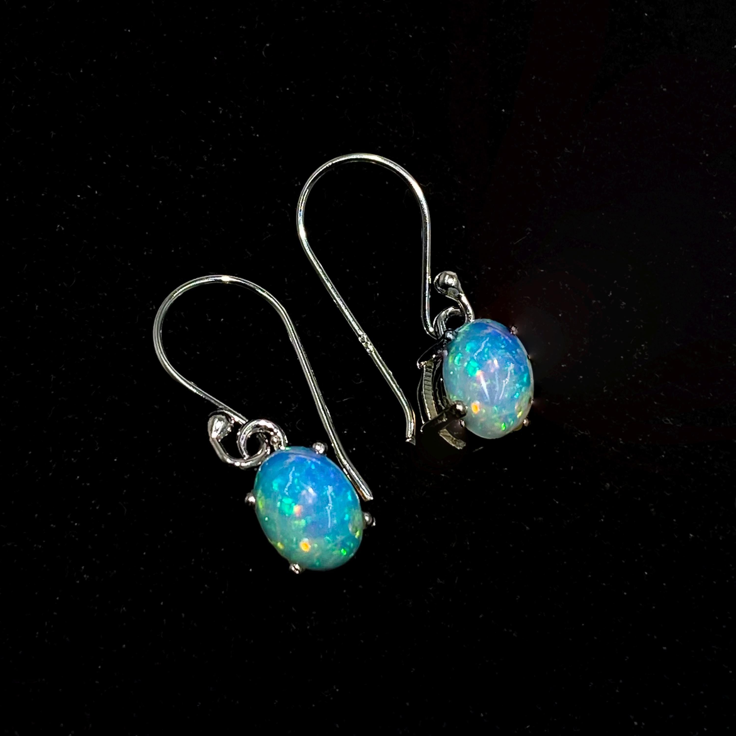 Ethiopian Opal 925 Sterling Silver Earrings: October Birthstone Jewelry 6*8mm Opal