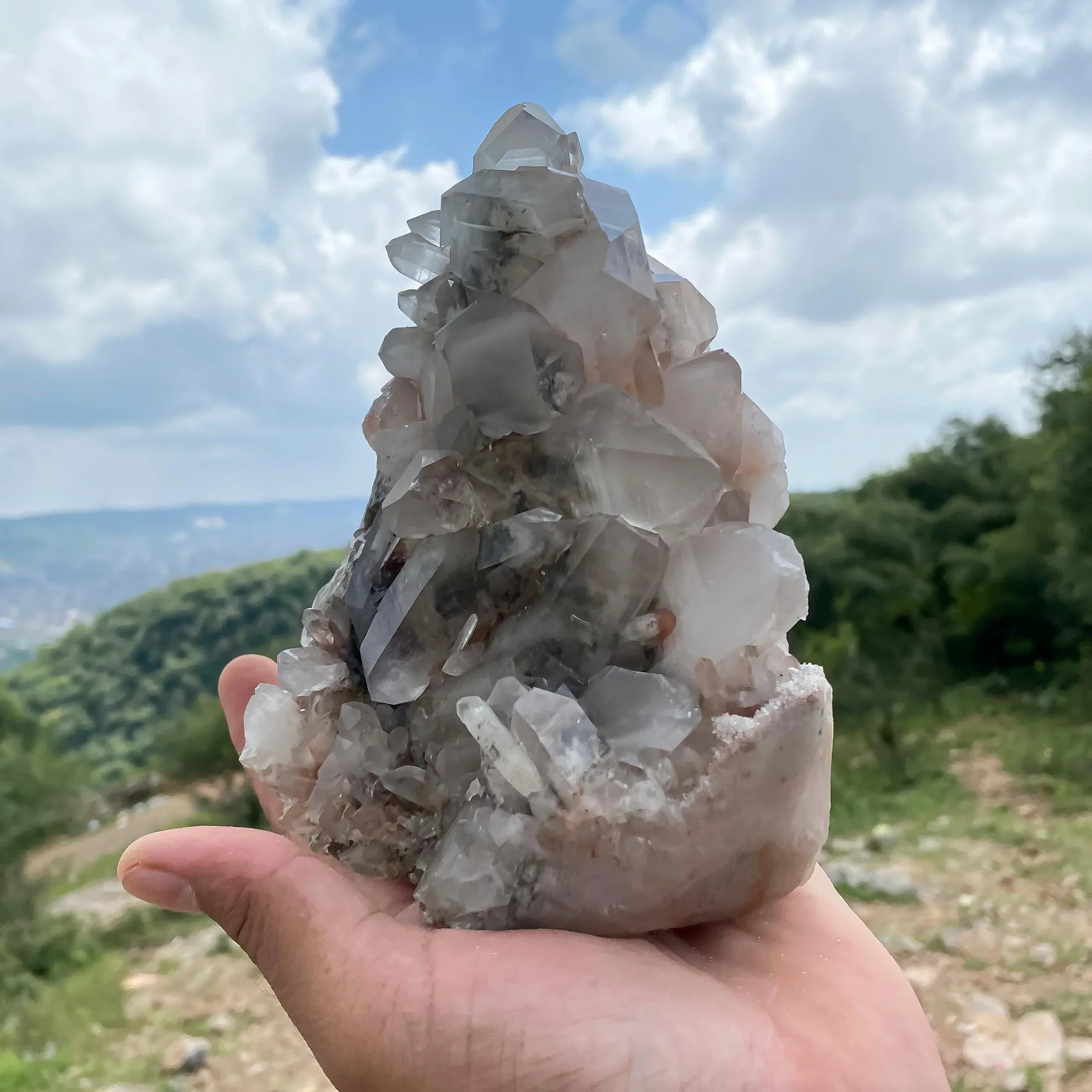 Green Phantom Pink Quartz Crystal Point: Spiritual Healing Stone Himalayan Quartz