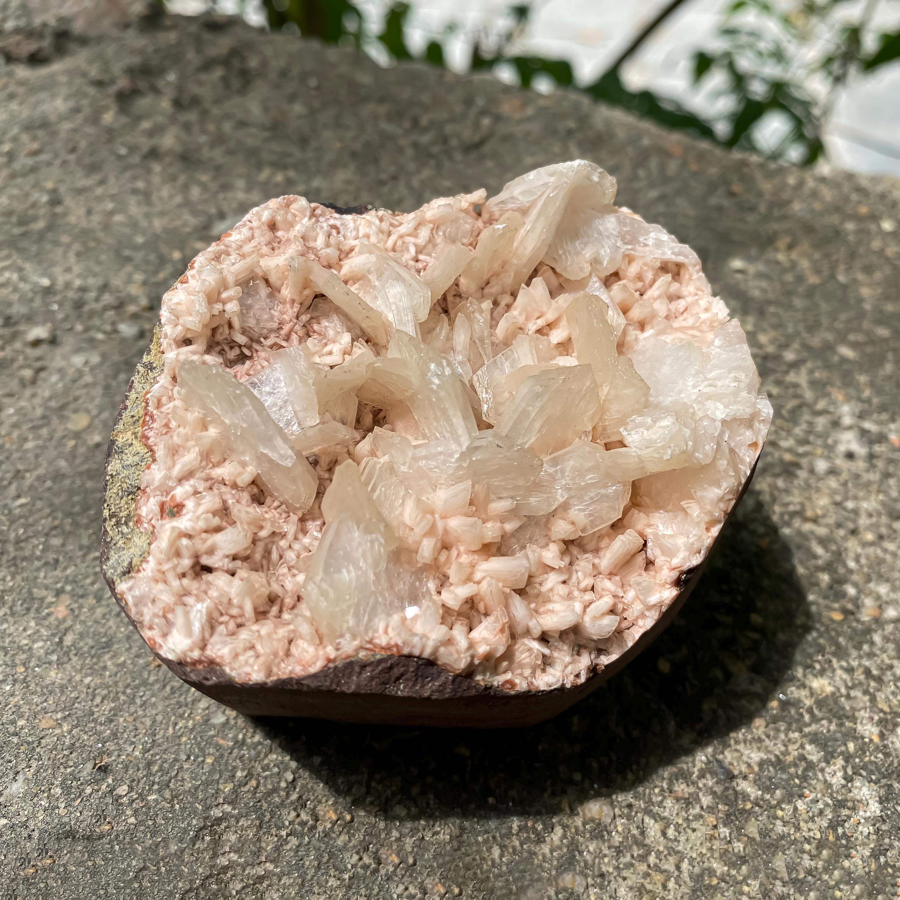 Stilbite Apophyllite Geode Cluster: Peach Healing Crystals, Spiritual Energy 305gm