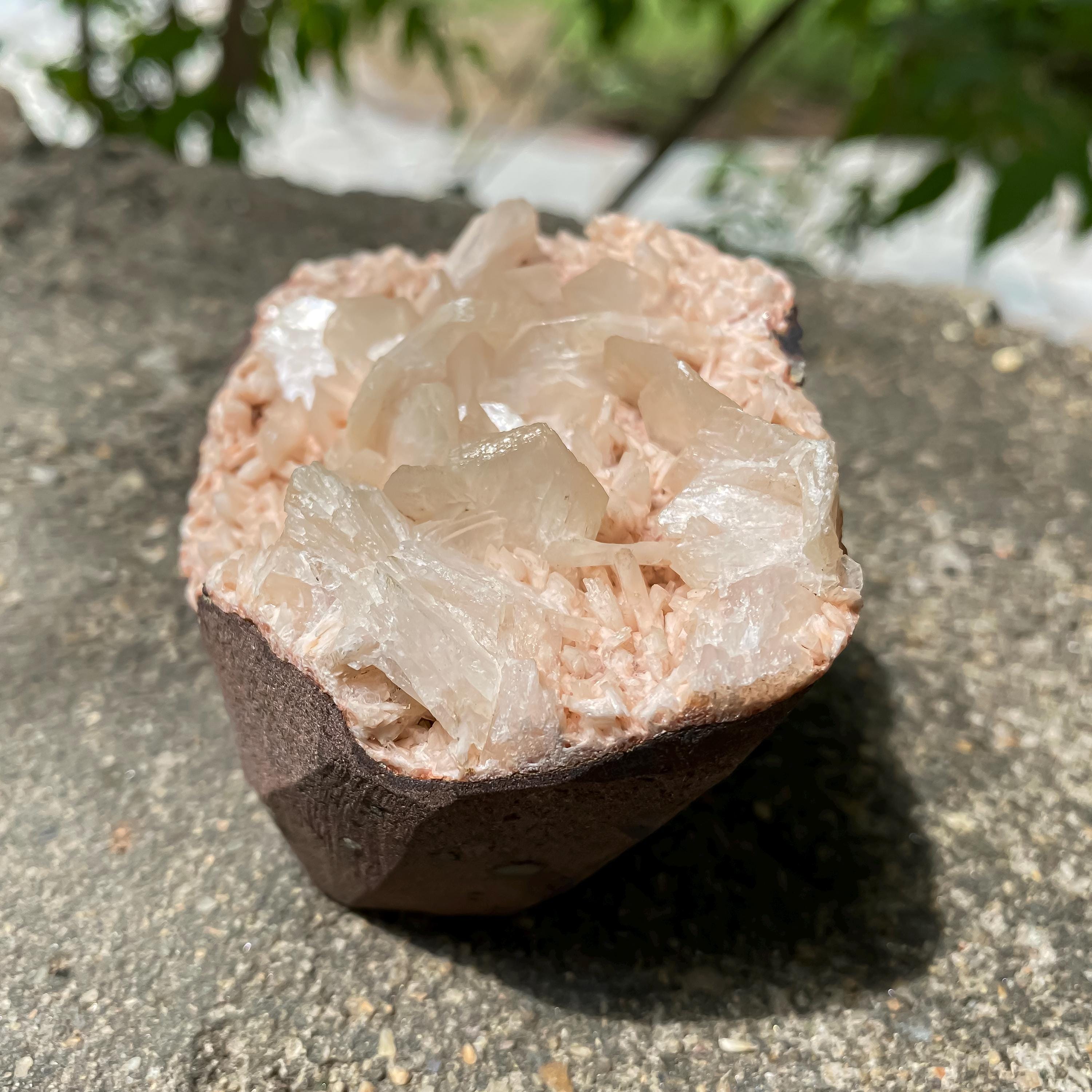Stilbite Apophyllite Geode Cluster: Peach Healing Crystals, Spiritual Energy 305gm