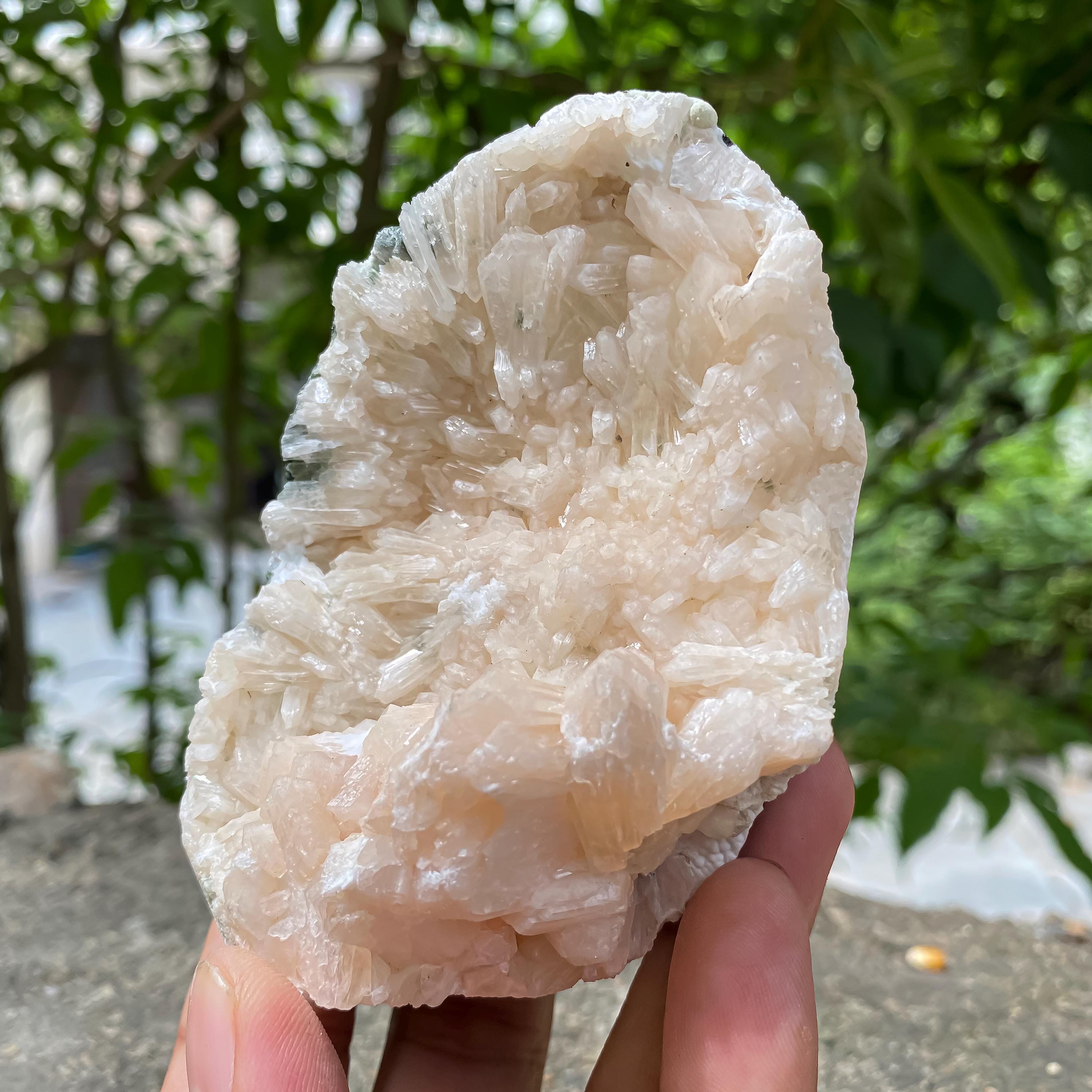 Peach Stilbite Apophyllite Cluster: Raw Healing Crystal Display 350gm