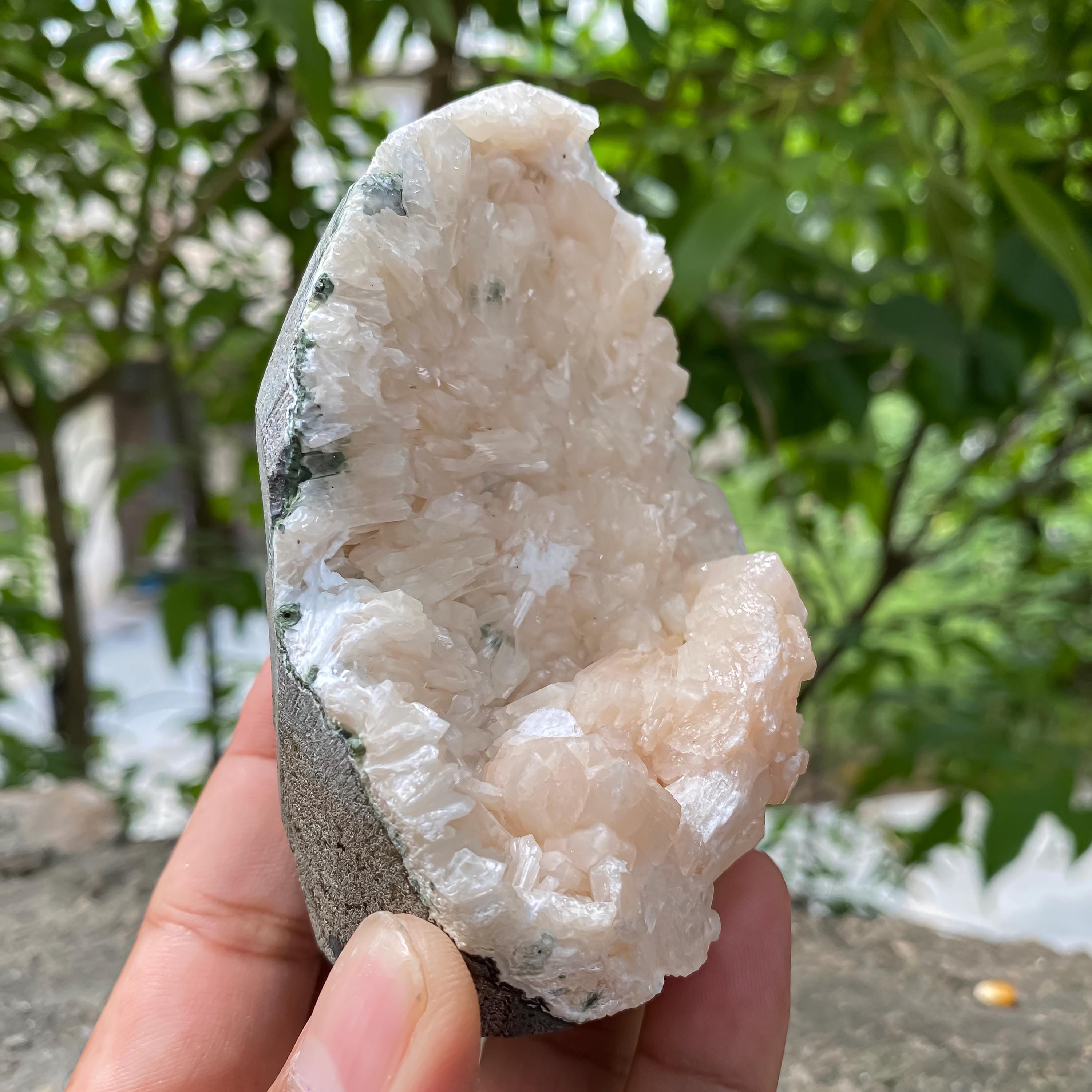 Peach Stilbite Apophyllite Cluster: Raw Healing Crystal Display 350gm
