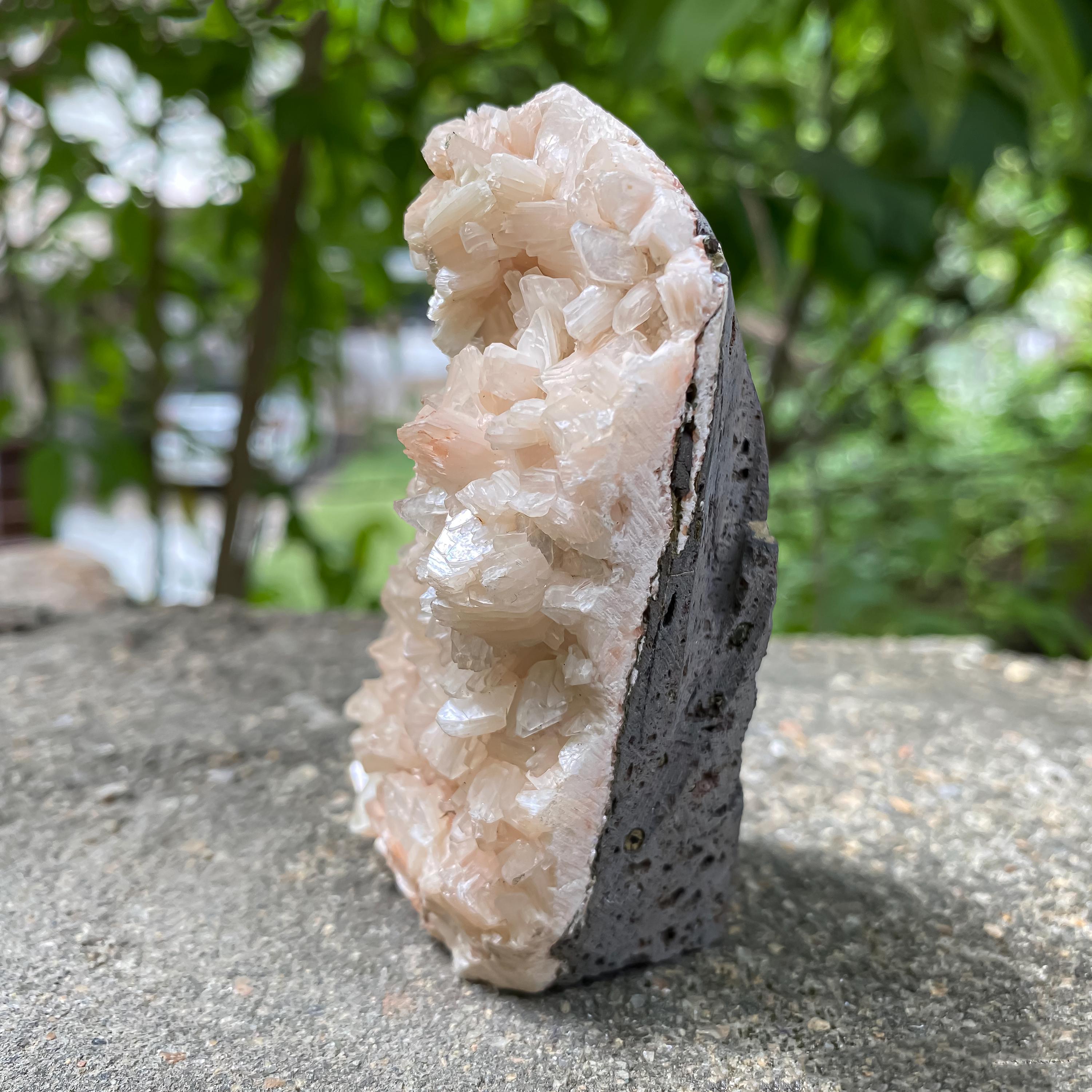 Standing Stilbite Apophyllite Specimen: Natural India Mineral Collection Rough 205gm