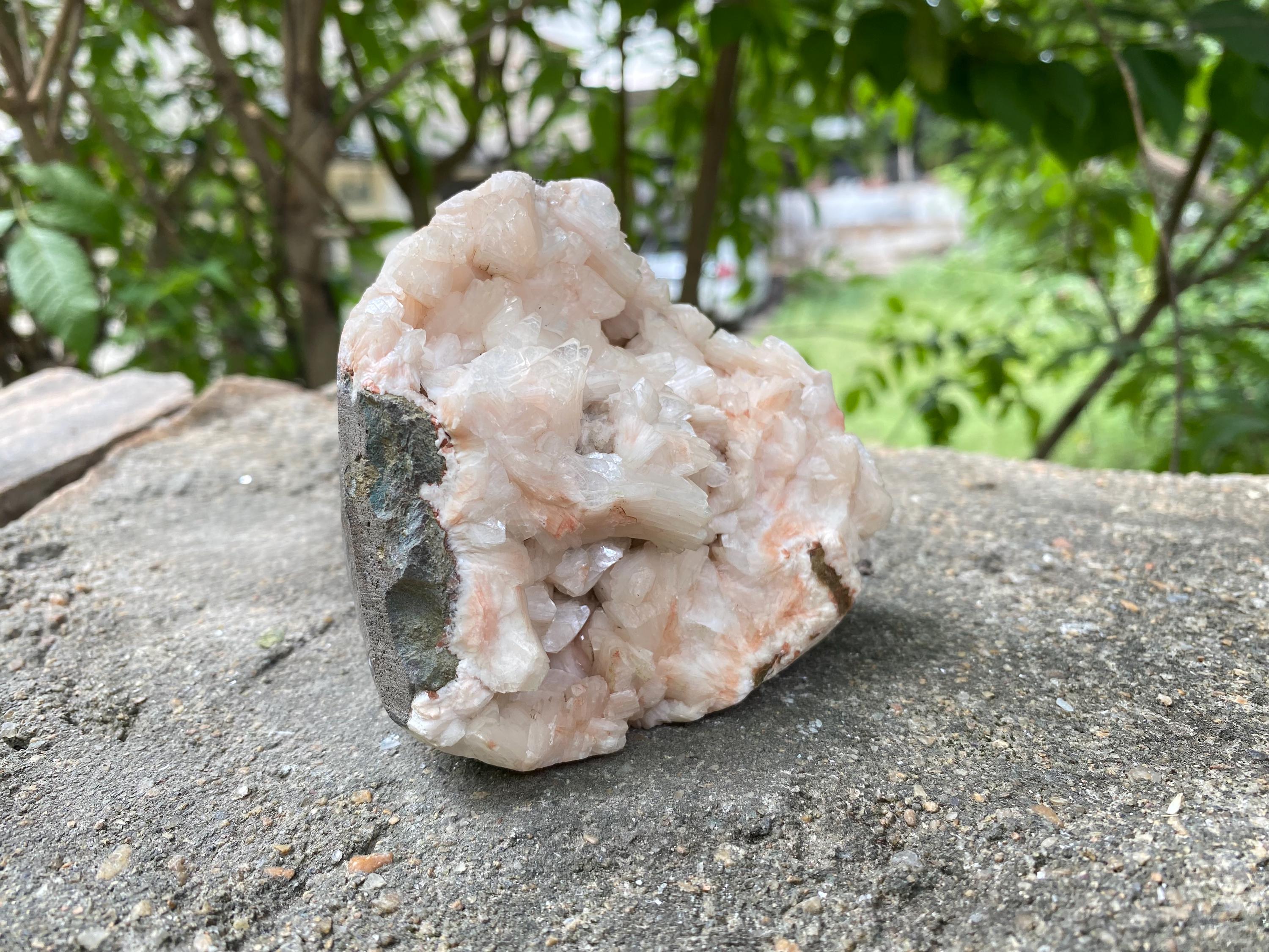 Raw Stilbite Apophyllite Geode Cluster Rough  455gm Natural Healing Crystal Cluster, Home Decor Stone