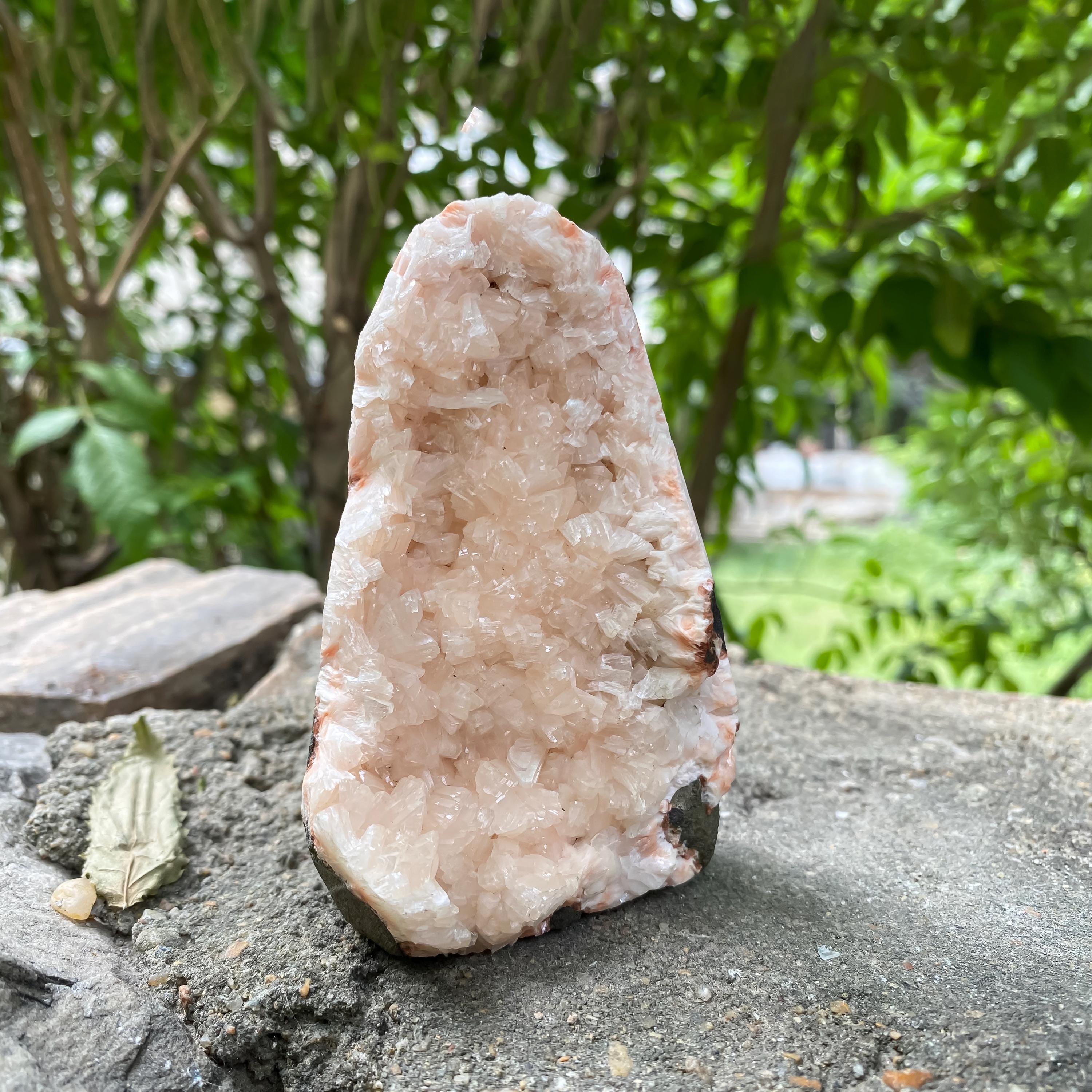 Natural Peach Stilbite & Apophyllite Cluster  385gm Sparkling Crystal Specimen Minerals Rough