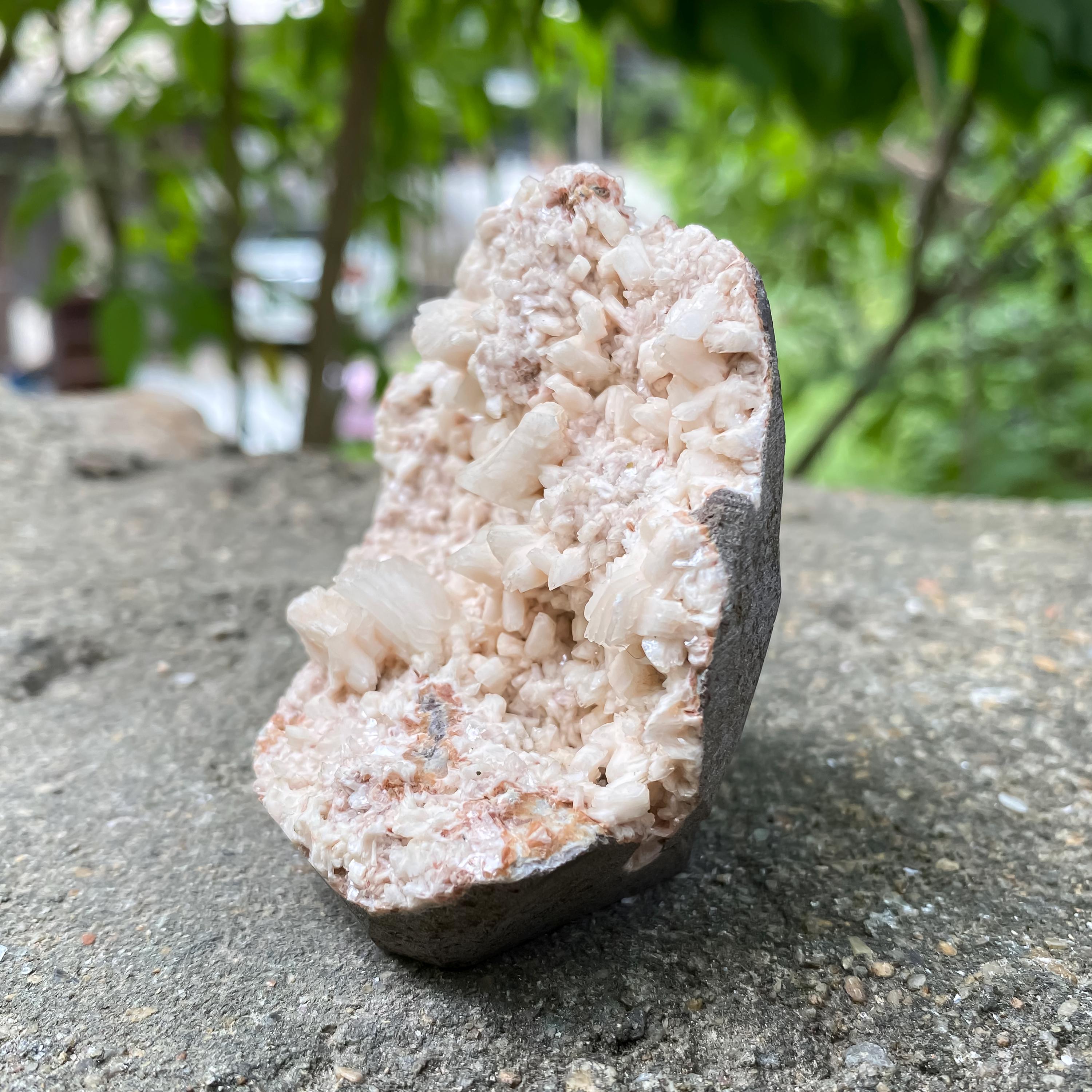 Stilbite Apophyllite Geode Cluster  Peach Healing Crystal Specimen, 160gm