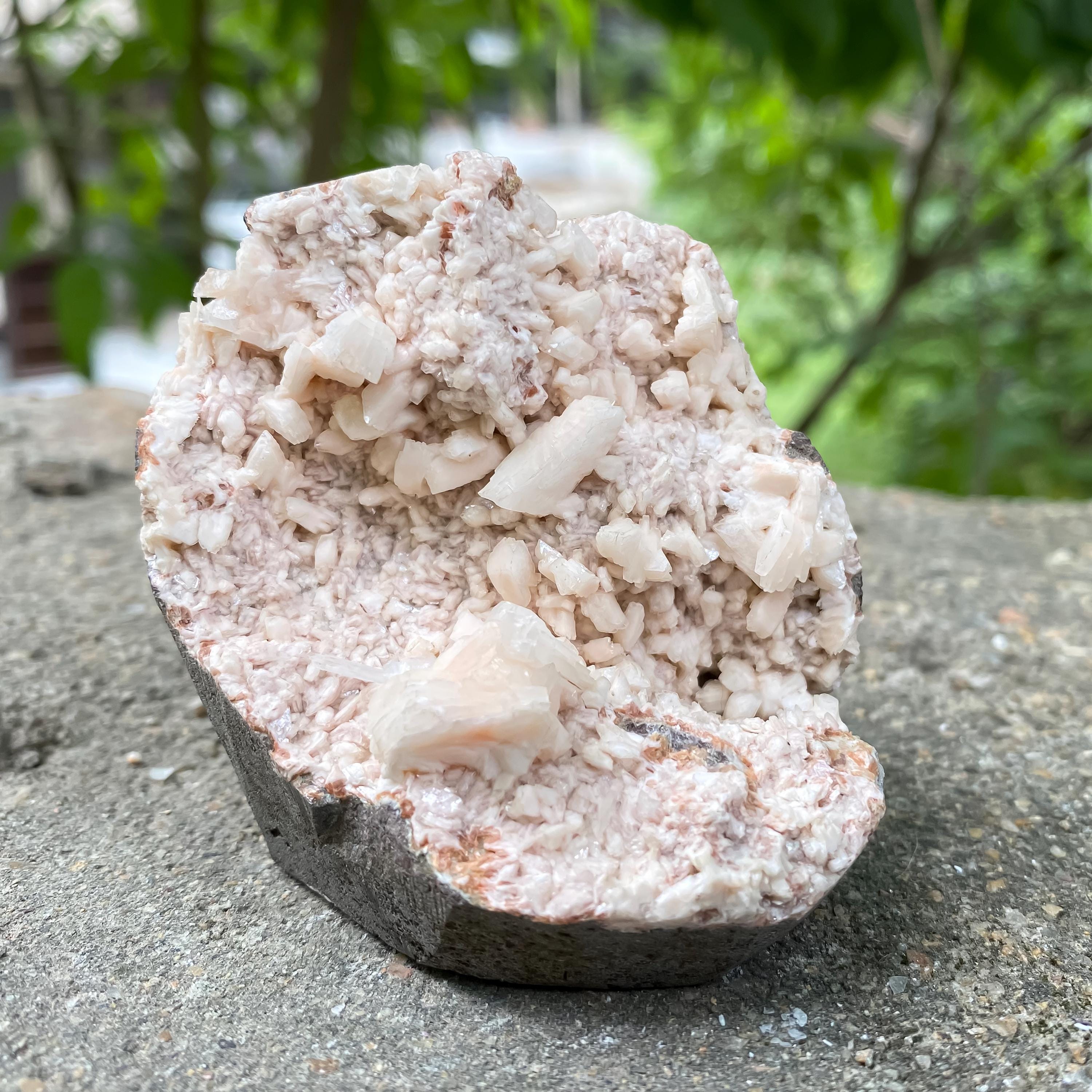 Stilbite Apophyllite Geode Cluster  Peach Healing Crystal Specimen, 160gm