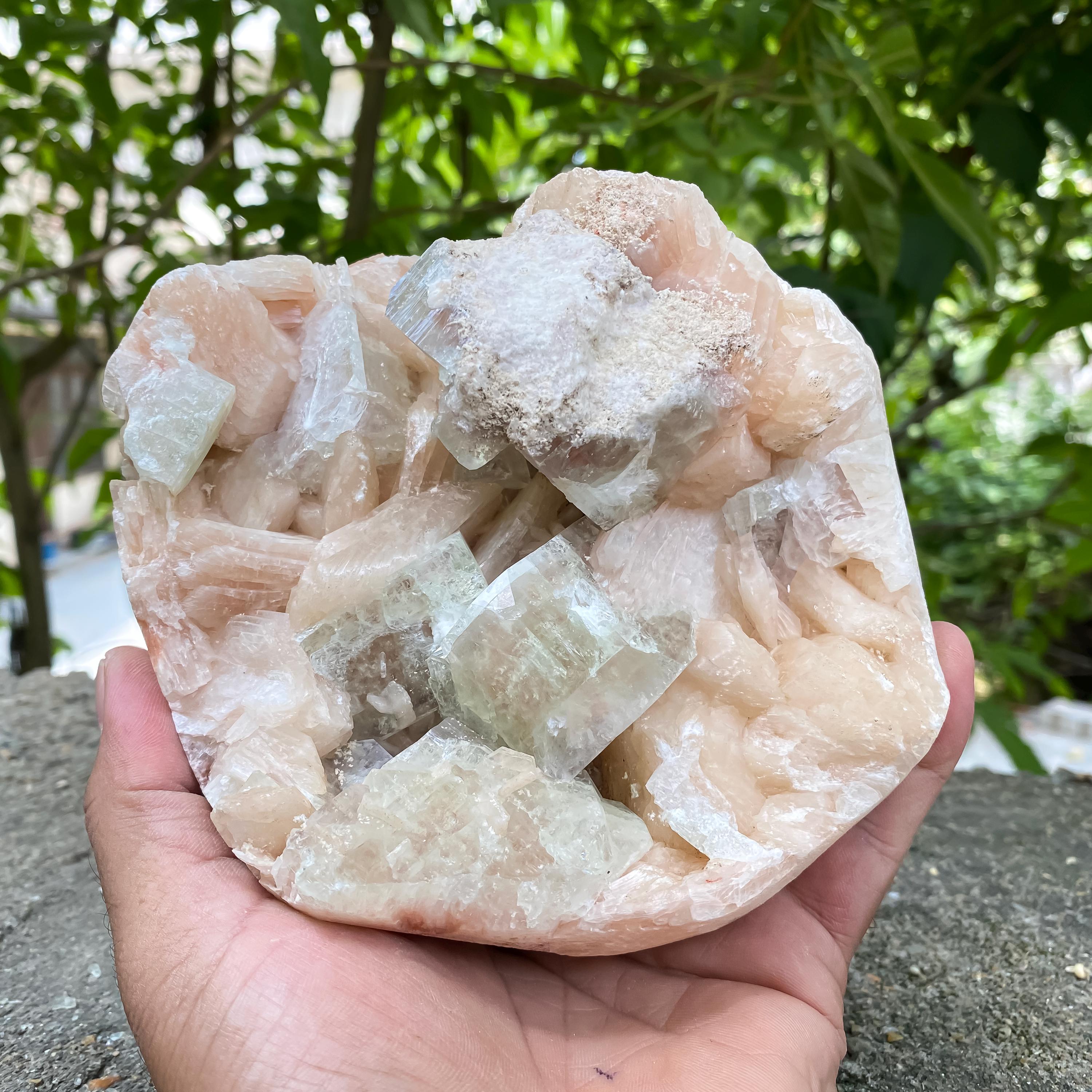 Natural Stillbite with Apophyllite Geode Crystal Cluster Reiki Healing Stone Home Decor