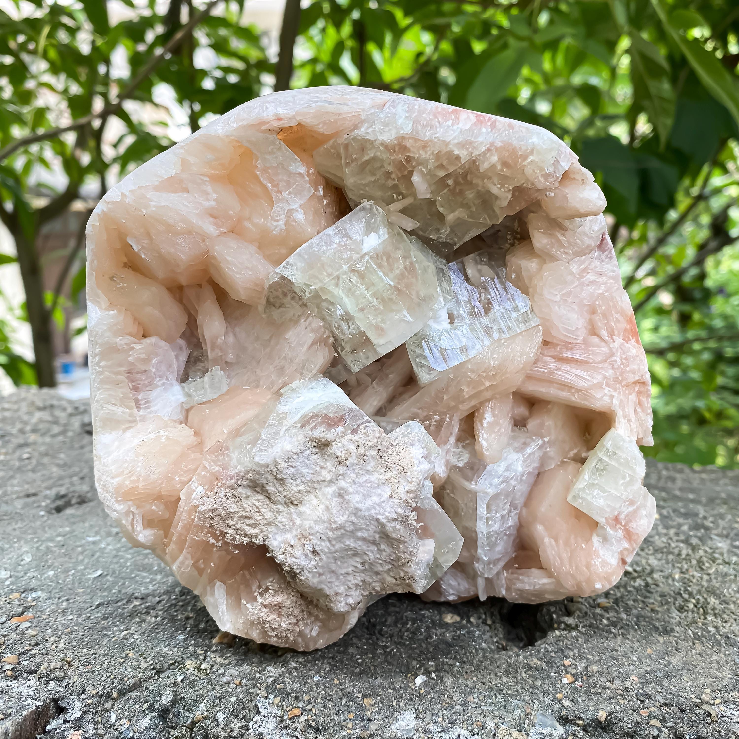 Natural Stillbite with Apophyllite Geode Crystal Cluster Reiki Healing Stone Home Decor