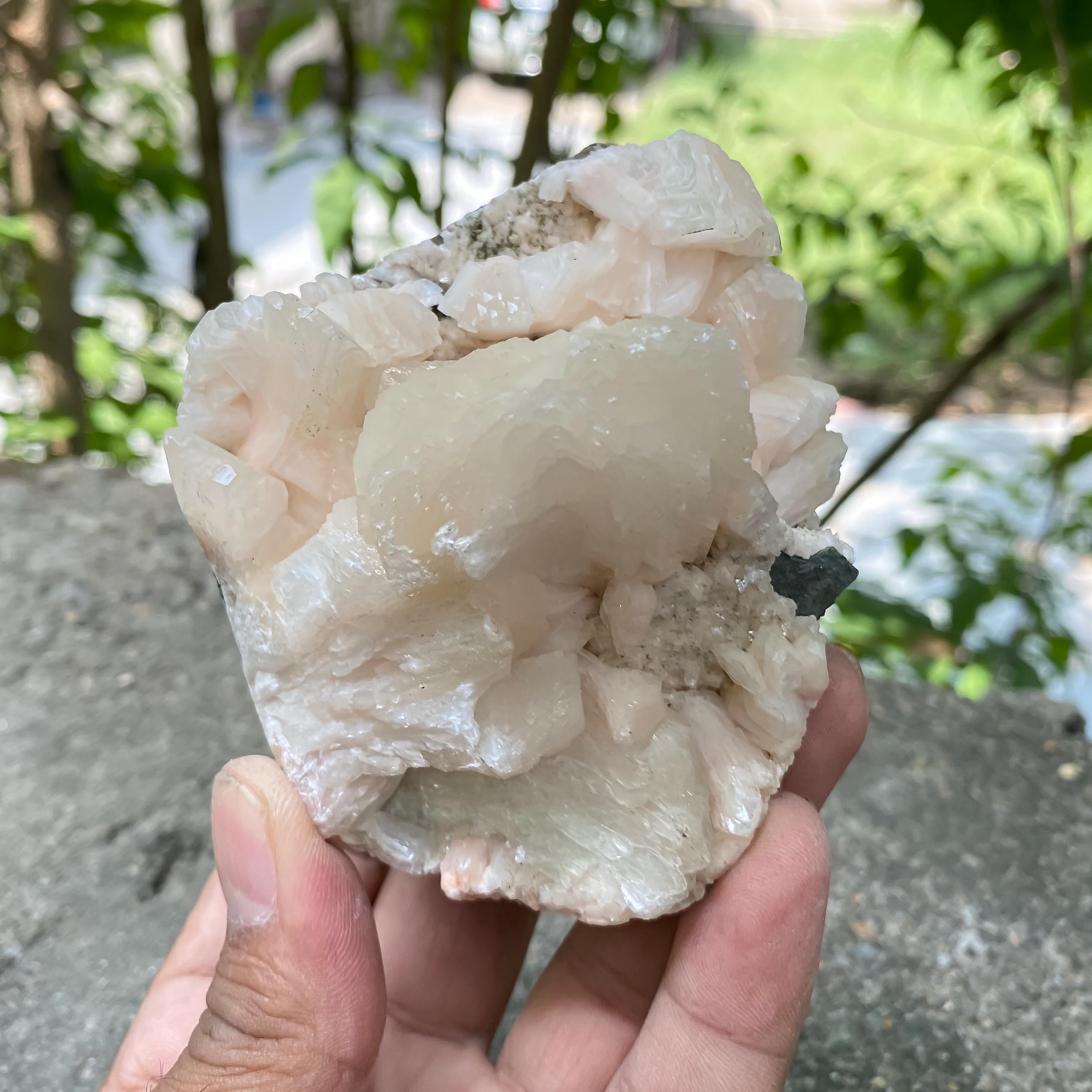 Rare Cubic Stilbite Apophyllite on Peach Pink Pastel Stilbite - Crystal Healing Decor 370gm