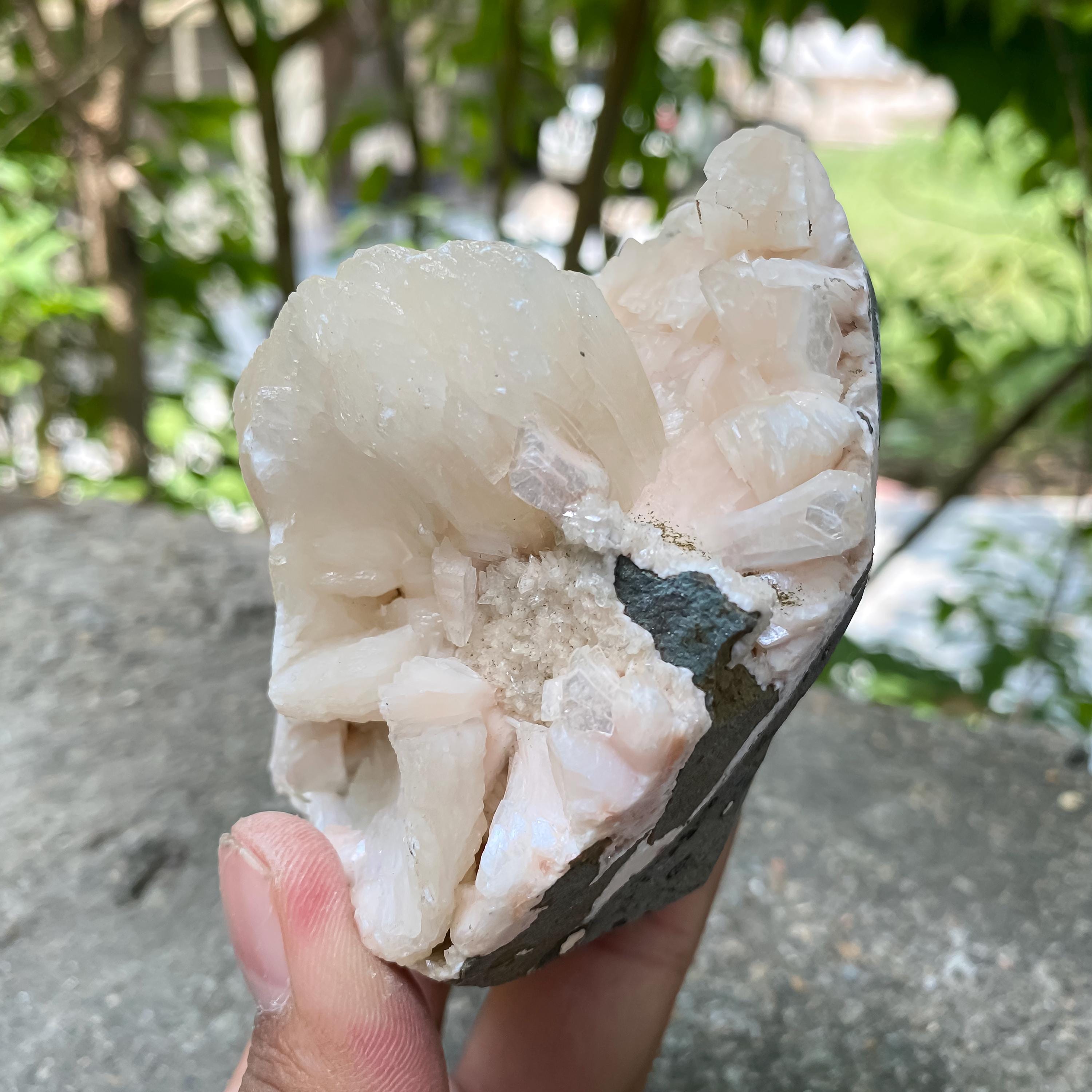 Rare Cubic Stilbite Apophyllite on Peach Pink Pastel Stilbite - Crystal Healing Decor 370gm