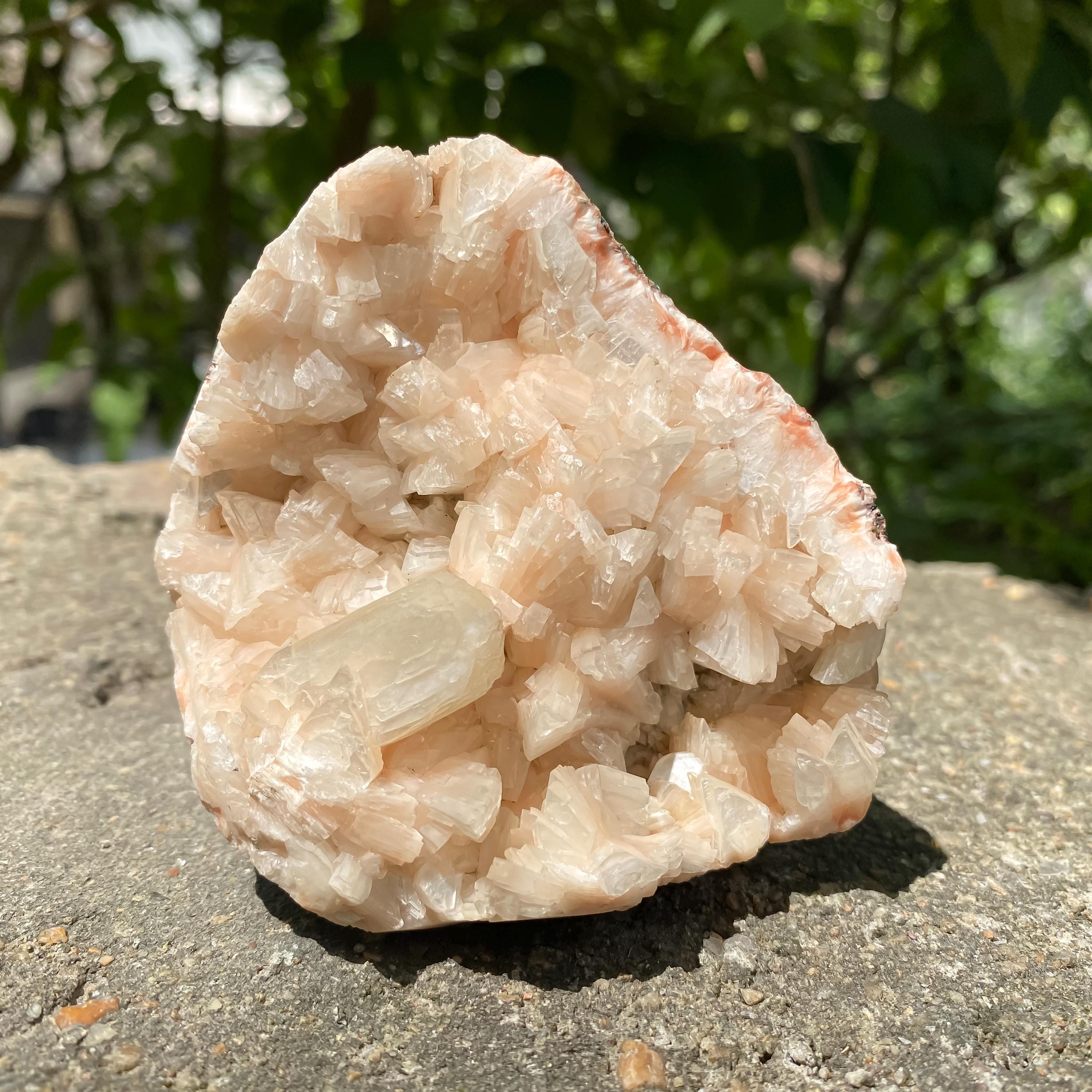 Rough Peach Stilbite Apophyllite Geode: 370gm Healing Crystal Cluster, Meditation Stone