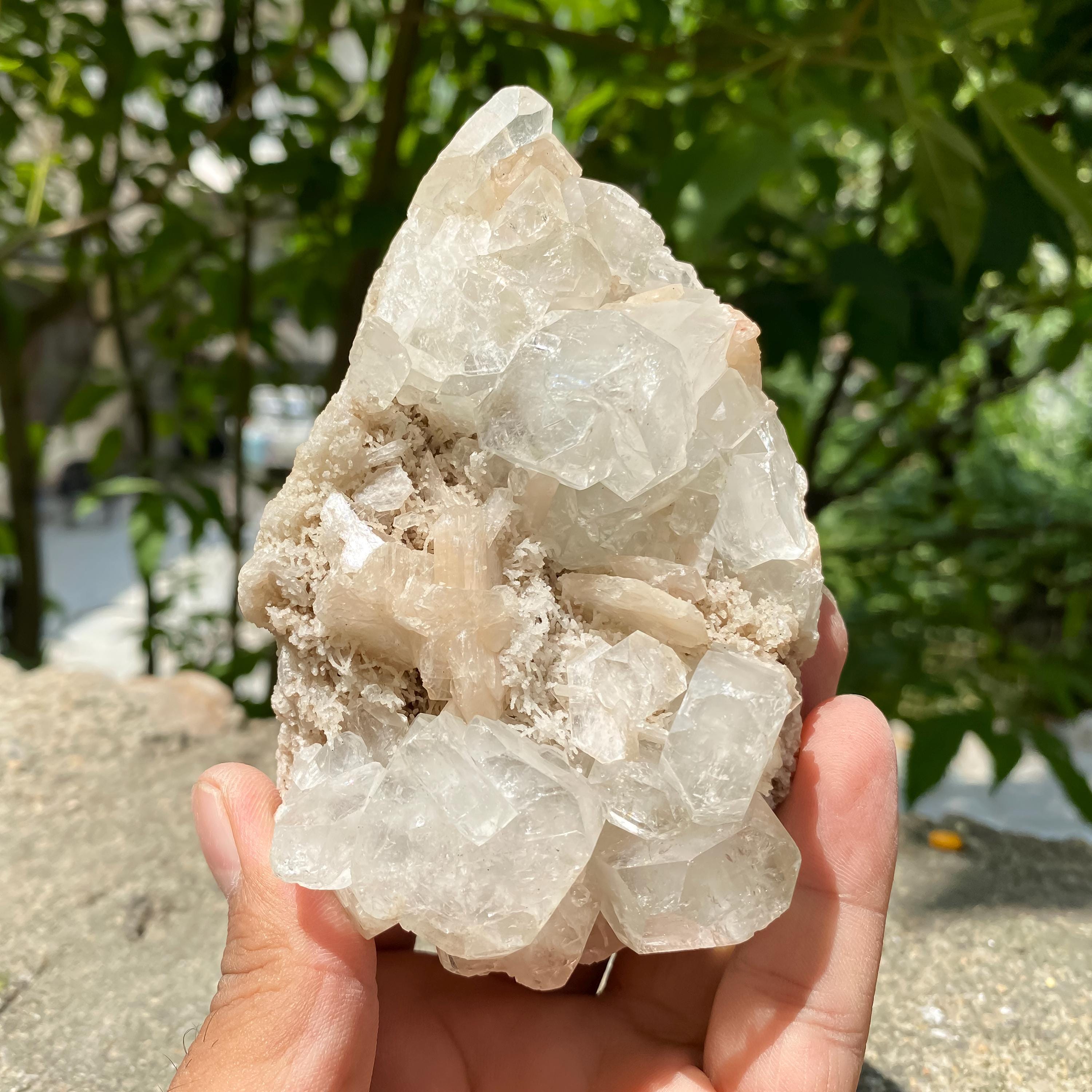 Stilbite Apophyllite Raw Cluster | 405gm Natural Mineral Specimen | Reiki Crystal Cluster Rough | Cubic Apophyllite