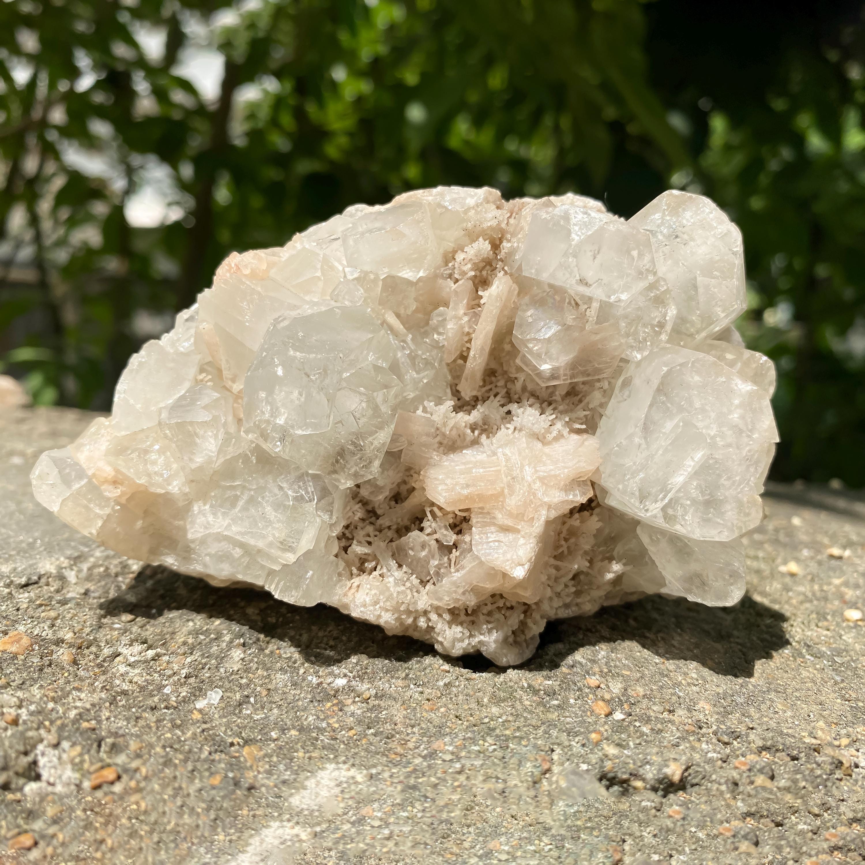 Stilbite Apophyllite Raw Cluster | 405gm Natural Mineral Specimen | Reiki Crystal Cluster Rough | Cubic Apophyllite
