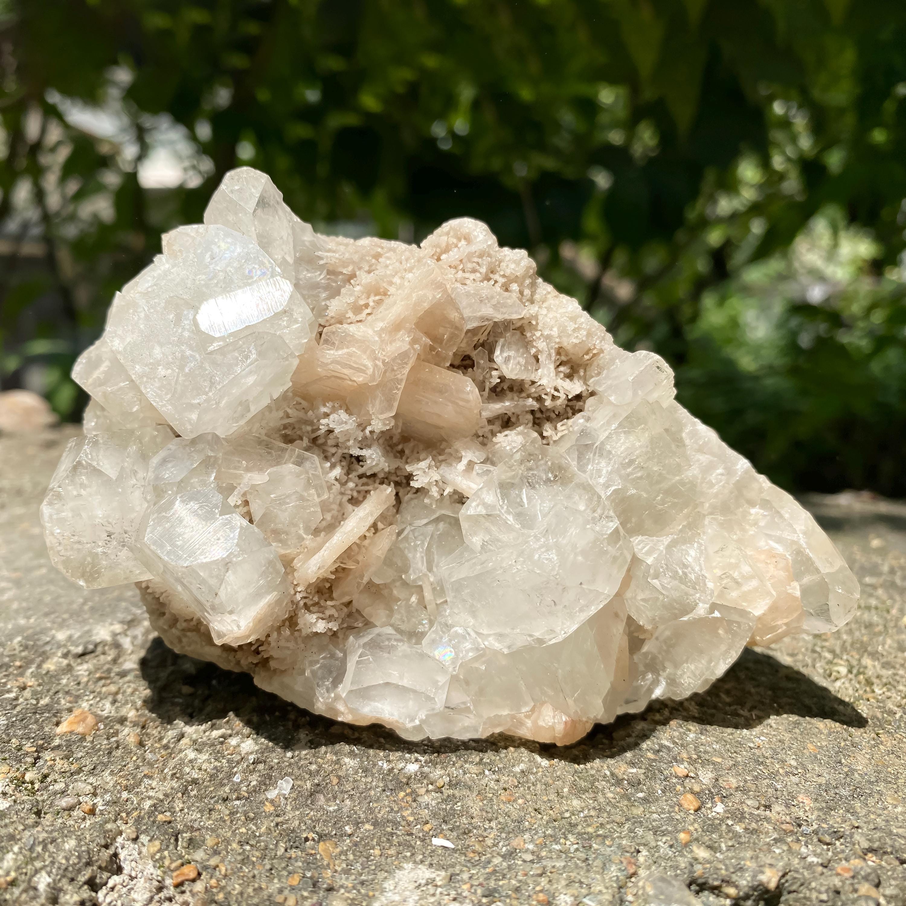 Stilbite Apophyllite Raw Cluster | 405gm Natural Mineral Specimen | Reiki Crystal Cluster Rough | Cubic Apophyllite