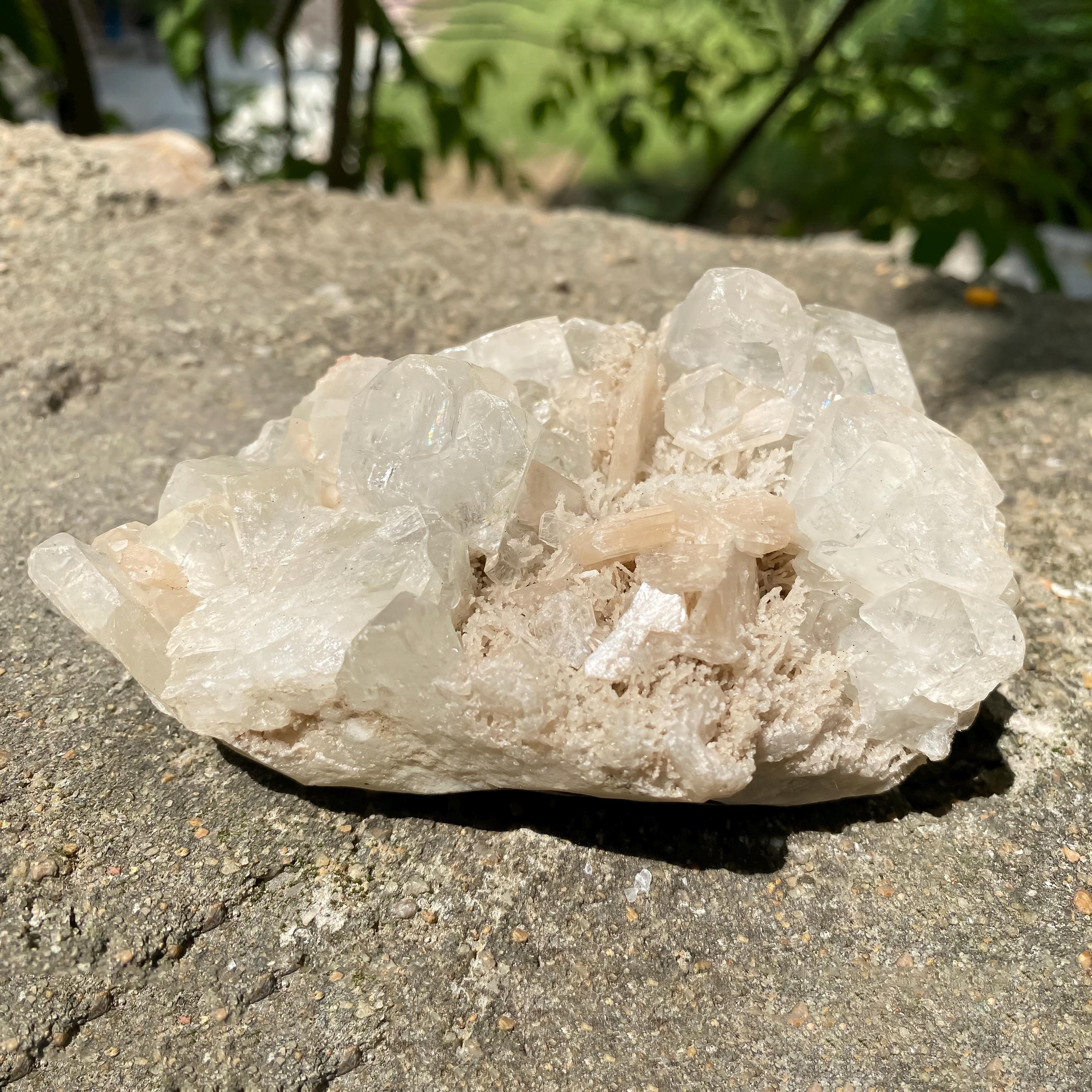 Stilbite Apophyllite Raw Cluster | 405gm Natural Mineral Specimen | Reiki Crystal Cluster Rough | Cubic Apophyllite