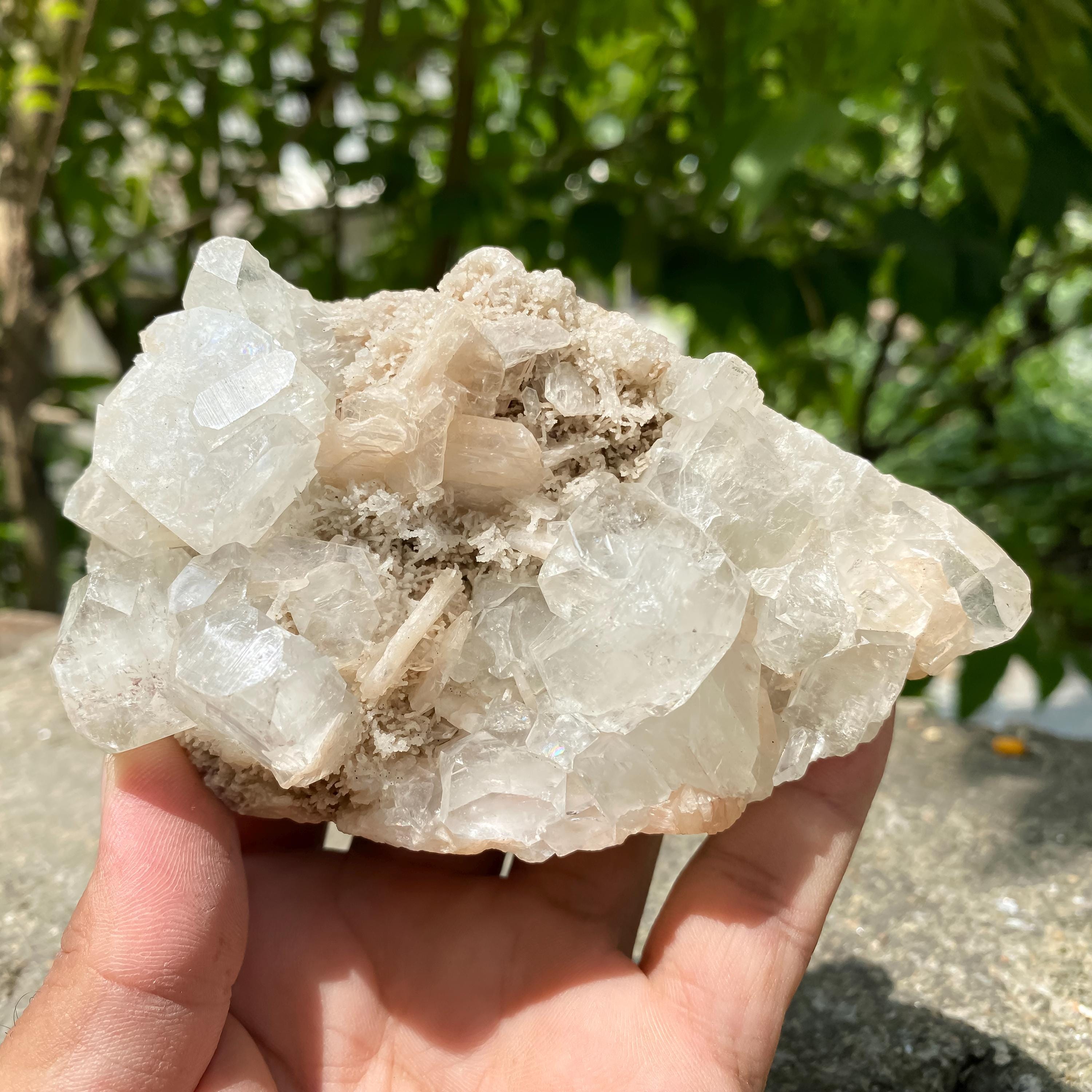 Stilbite Apophyllite Raw Cluster | 405gm Natural Mineral Specimen | Reiki Crystal Cluster Rough | Cubic Apophyllite