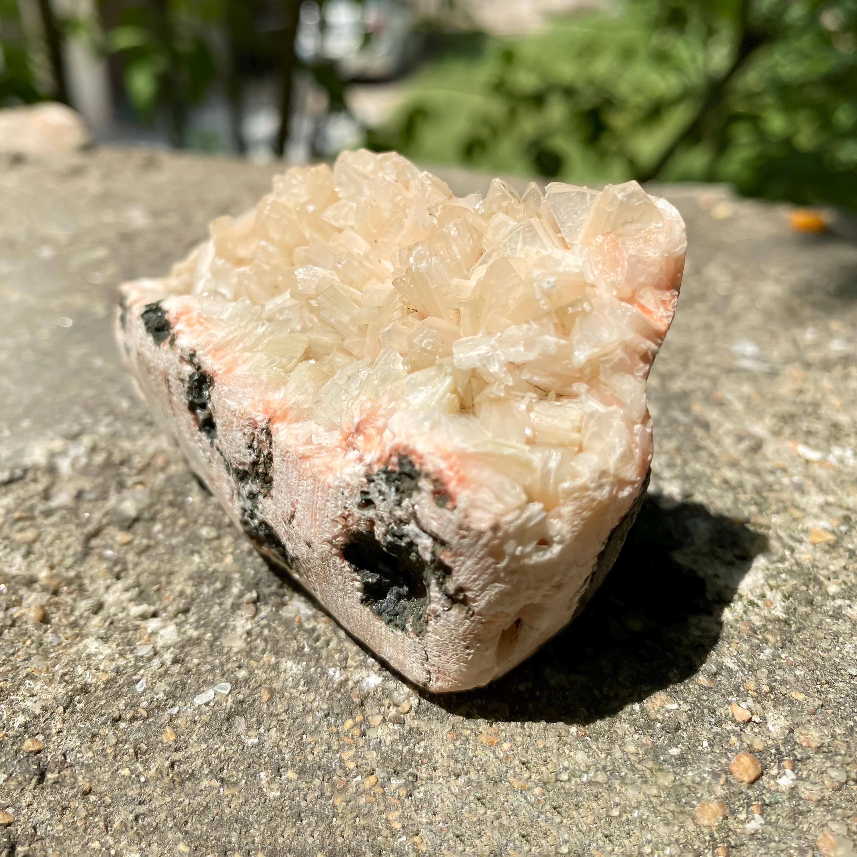 Peach Stilbite Apophyllite Crystal Geode  Healing Stone, Collector Mineral