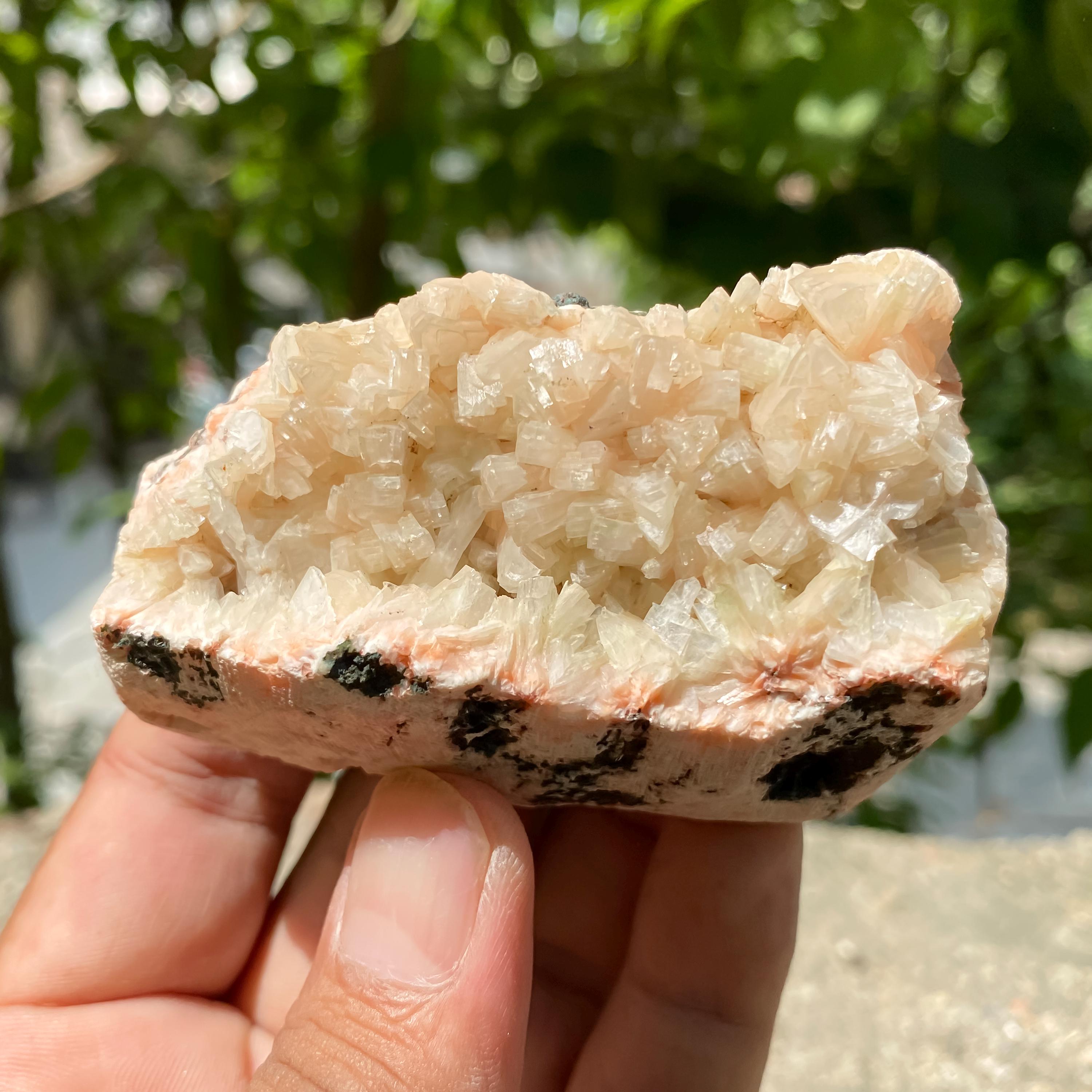 Peach Stilbite Apophyllite Crystal Geode  Healing Stone, Collector Mineral